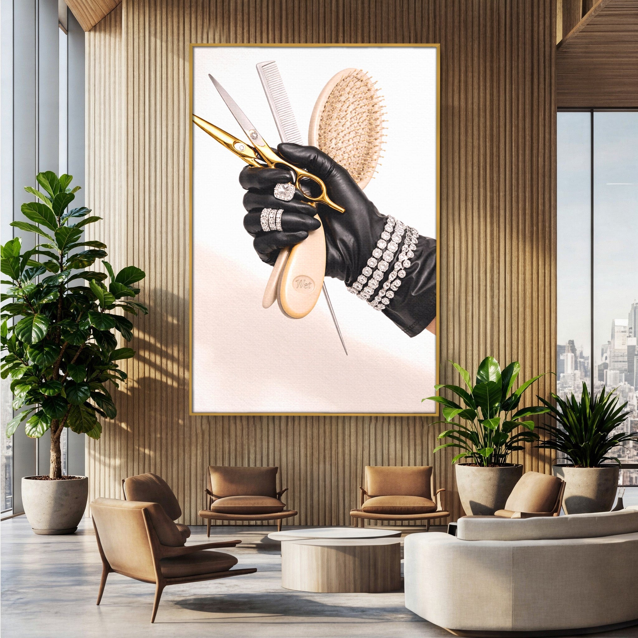 Tablou Canvas Premium LuxCanva® PI1281, Eleganta Coaforului, Perie, Eleganta, Bijuterii, Glamour, Birou, Culori Vibrante