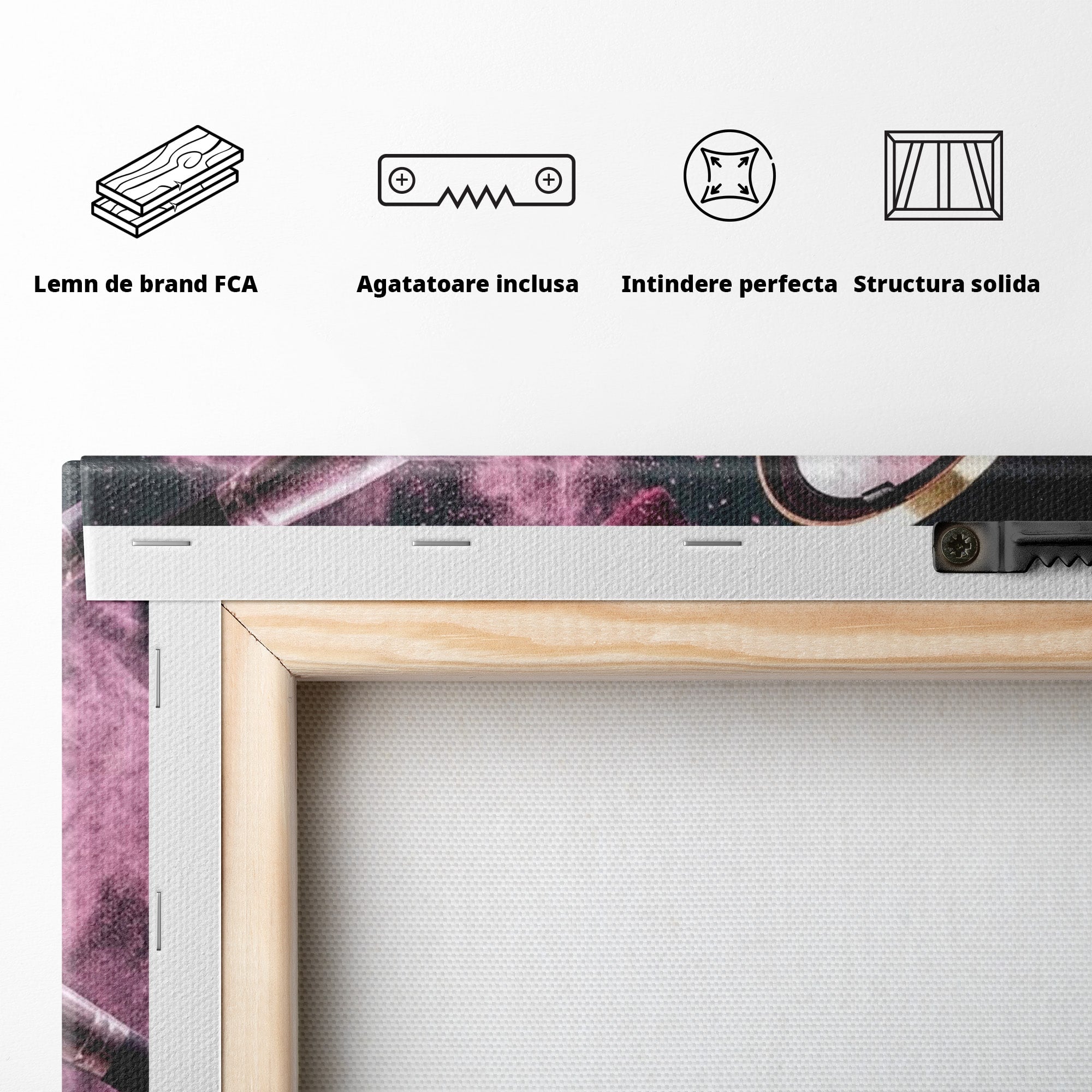 Tablou Canvas Premium LuxCanva® PI1282, Explozie De Frumusete, Machiaj, Fard, Roz, Arta, Dormitor, Culori Vibrante