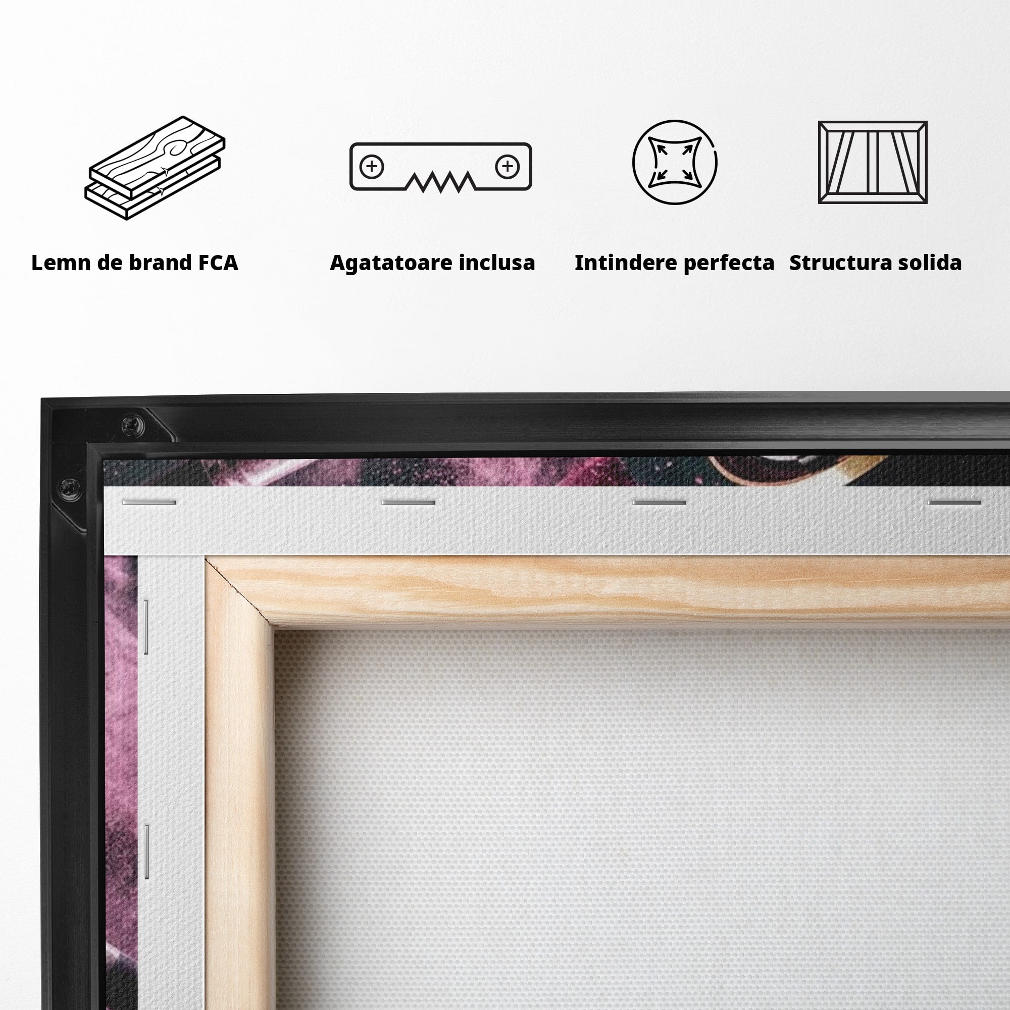 Tablou Canvas Premium LuxCanva® PI1282, Explozie De Frumusete, Machiaj, Fard, Roz, Arta, Dormitor, Culori Vibrante