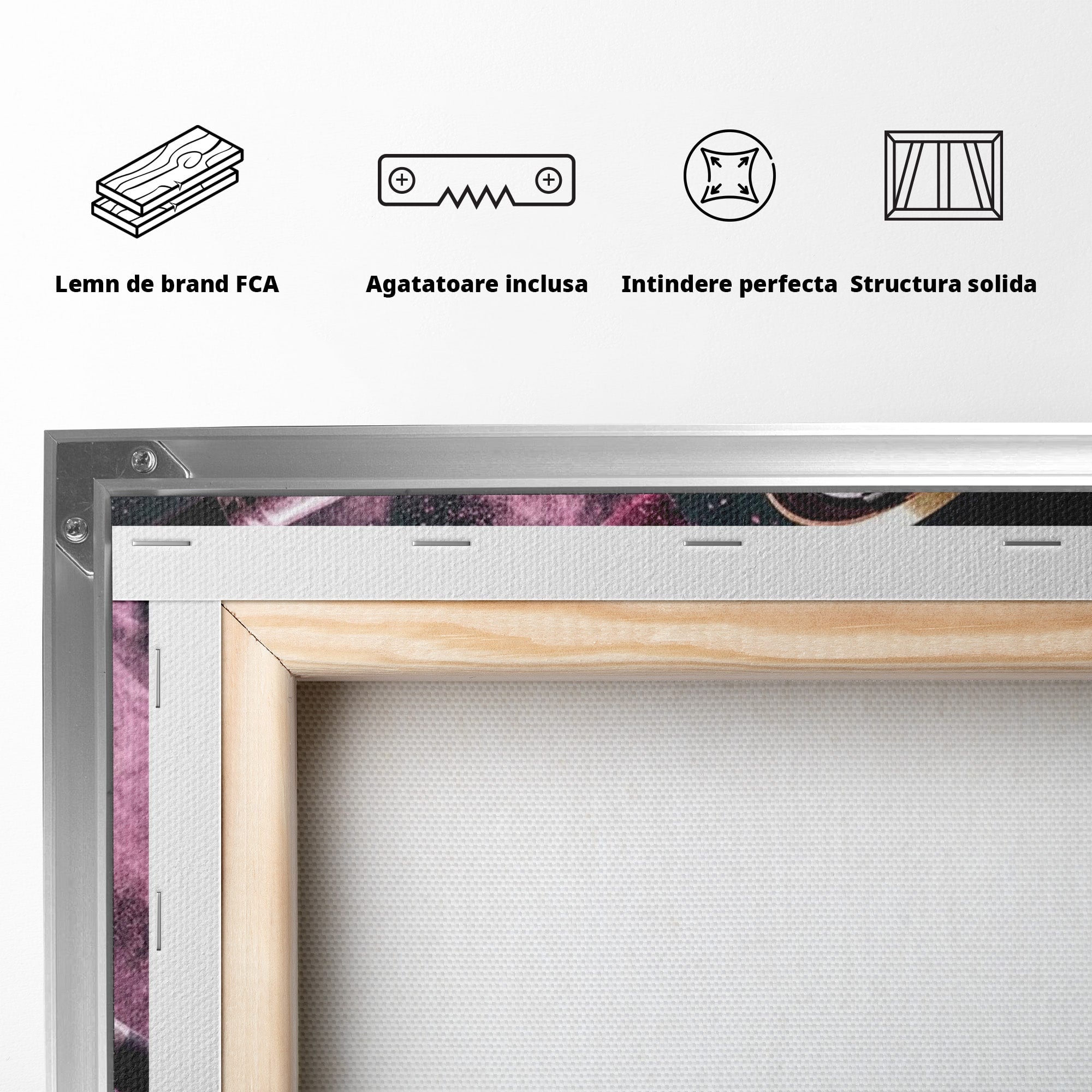 Tablou Canvas Premium LuxCanva® PI1282, Explozie De Frumusete, Machiaj, Fard, Roz, Arta, Dormitor, Culori Vibrante