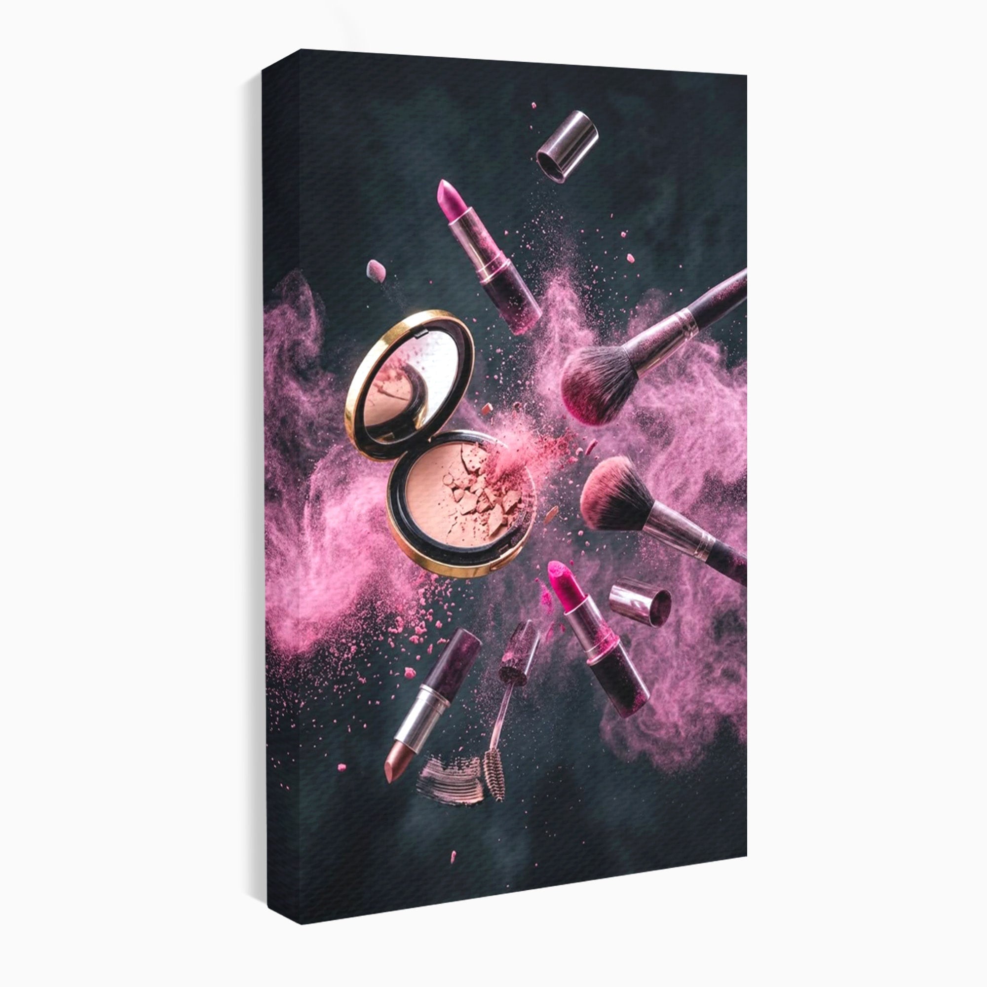 Tablou Canvas Premium LuxCanva® PI1282, Explozie De Frumusete, Machiaj, Fard, Roz, Arta, Dormitor, Culori Vibrante