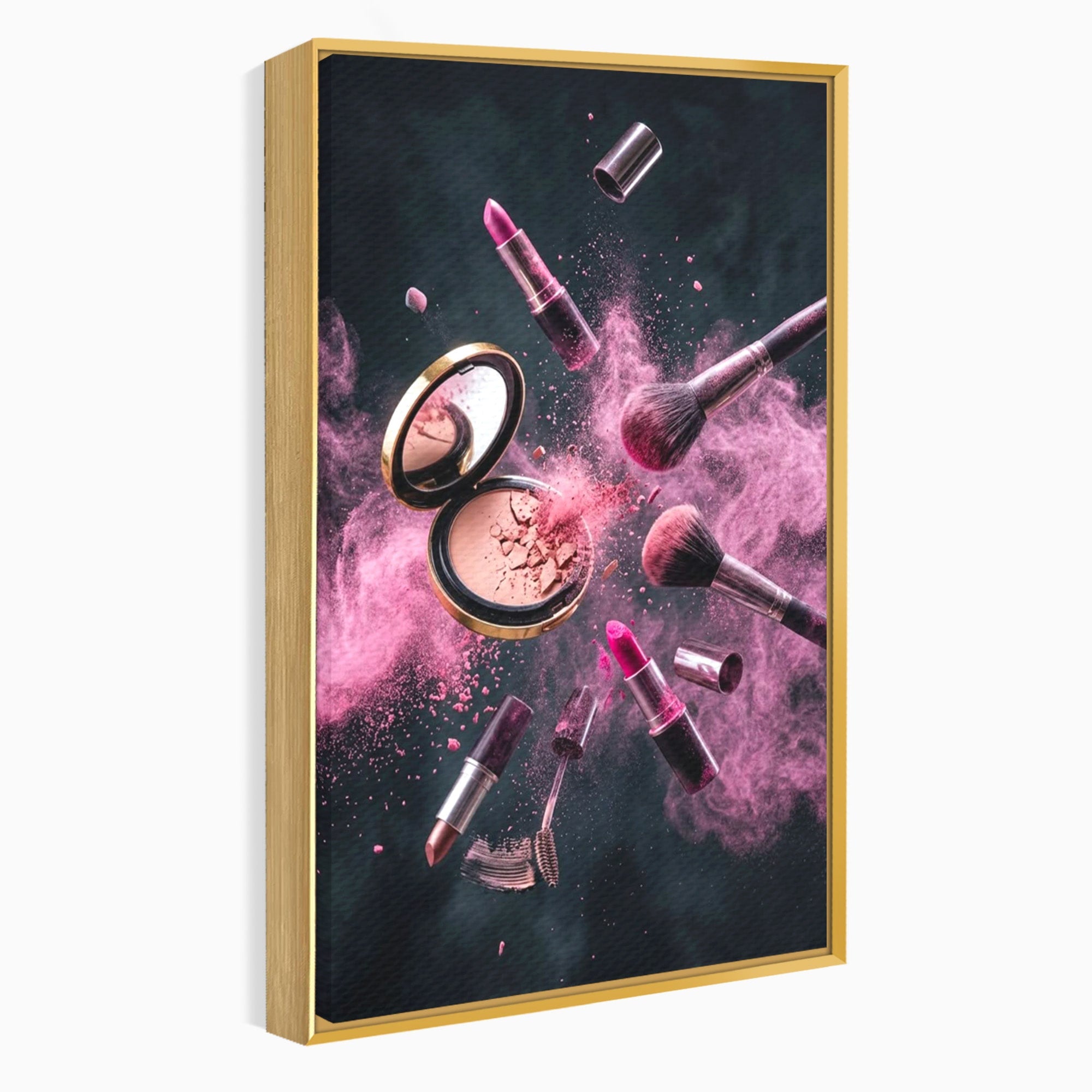 Tablou Canvas Premium LuxCanva® PI1282, Explozie De Frumusete, Machiaj, Fard, Roz, Arta, Dormitor, Culori Vibrante