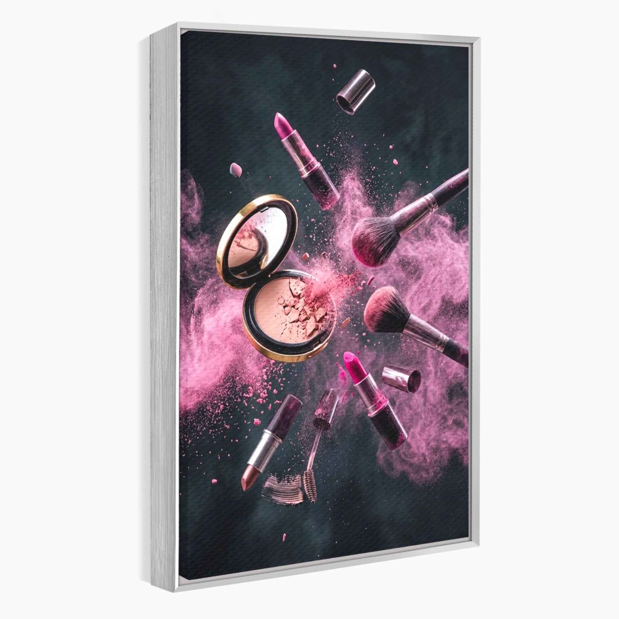 Tablou Canvas Premium LuxCanva® PI1282, Explozie De Frumusete, Machiaj, Fard, Roz, Arta, Dormitor, Culori Vibrante