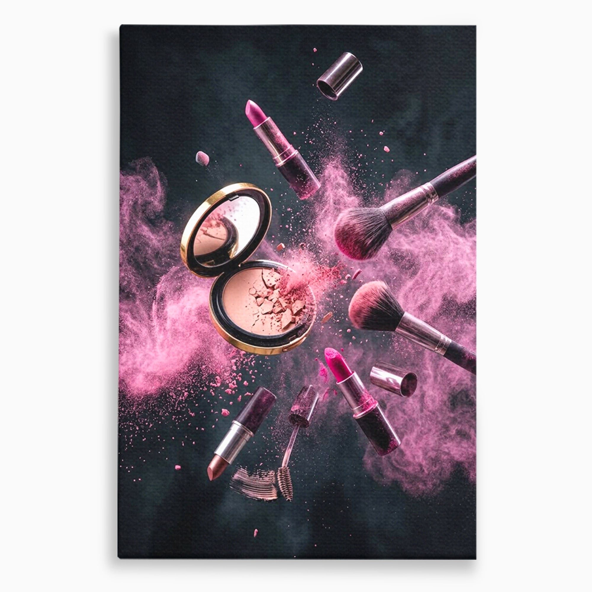Tablou Canvas Premium LuxCanva® PI1282, Explozie De Frumusete, Machiaj, Fard, Roz, Arta, Dormitor, Culori Vibrante