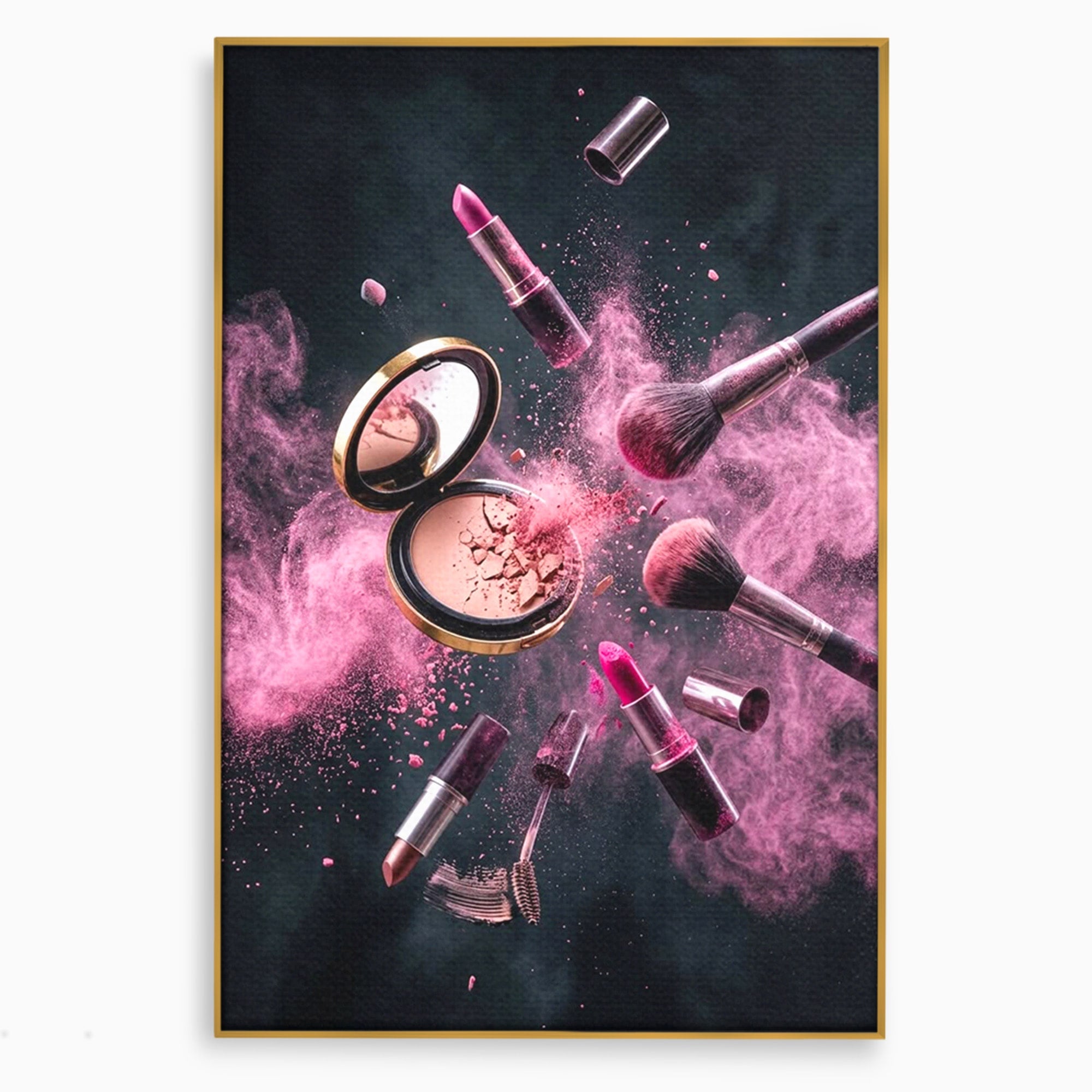 Tablou Canvas Premium LuxCanva® PI1282, Explozie De Frumusete, Machiaj, Fard, Roz, Arta, Dormitor, Culori Vibrante