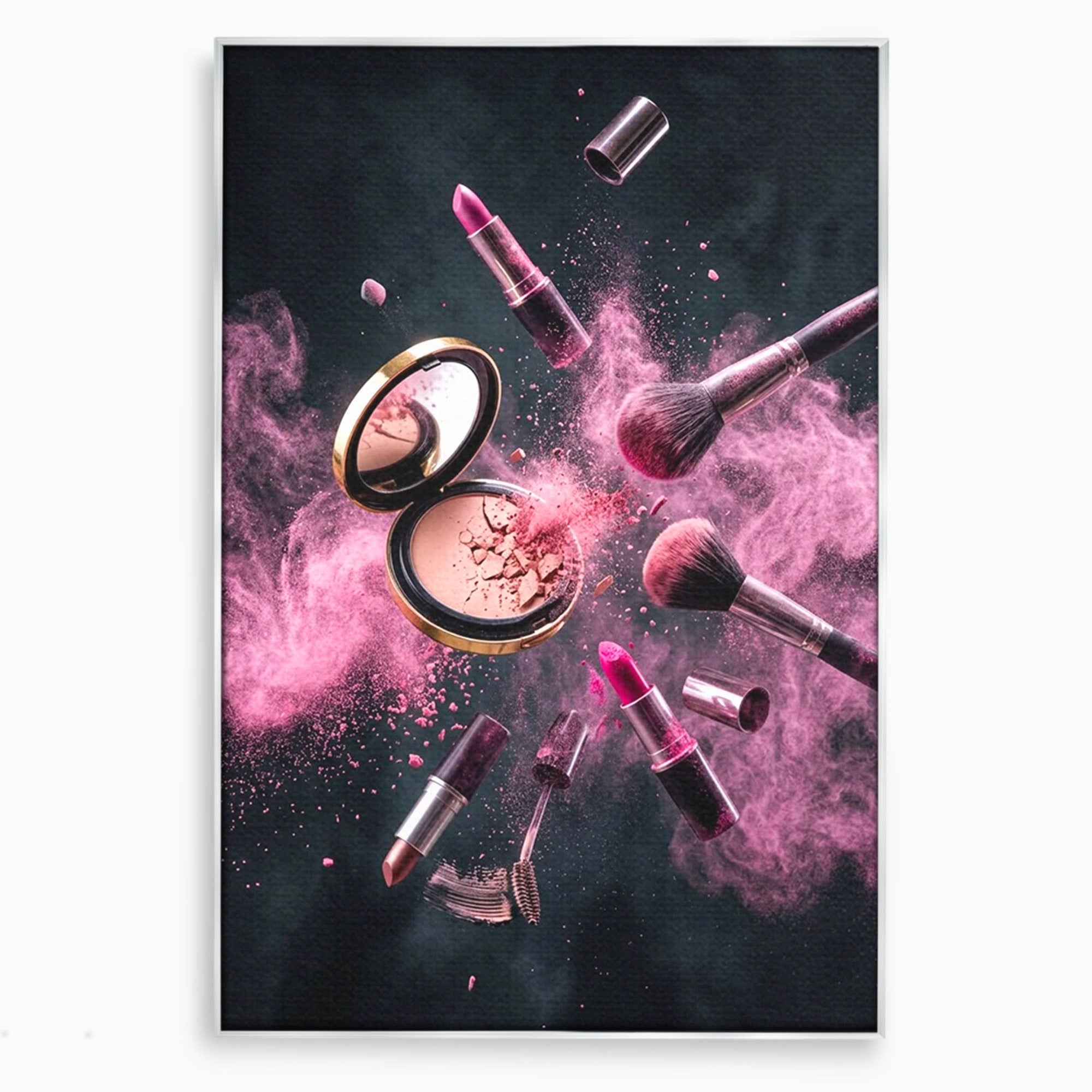 Tablou Canvas Premium LuxCanva® PI1282, Explozie De Frumusete, Machiaj, Fard, Roz, Arta, Dormitor, Culori Vibrante