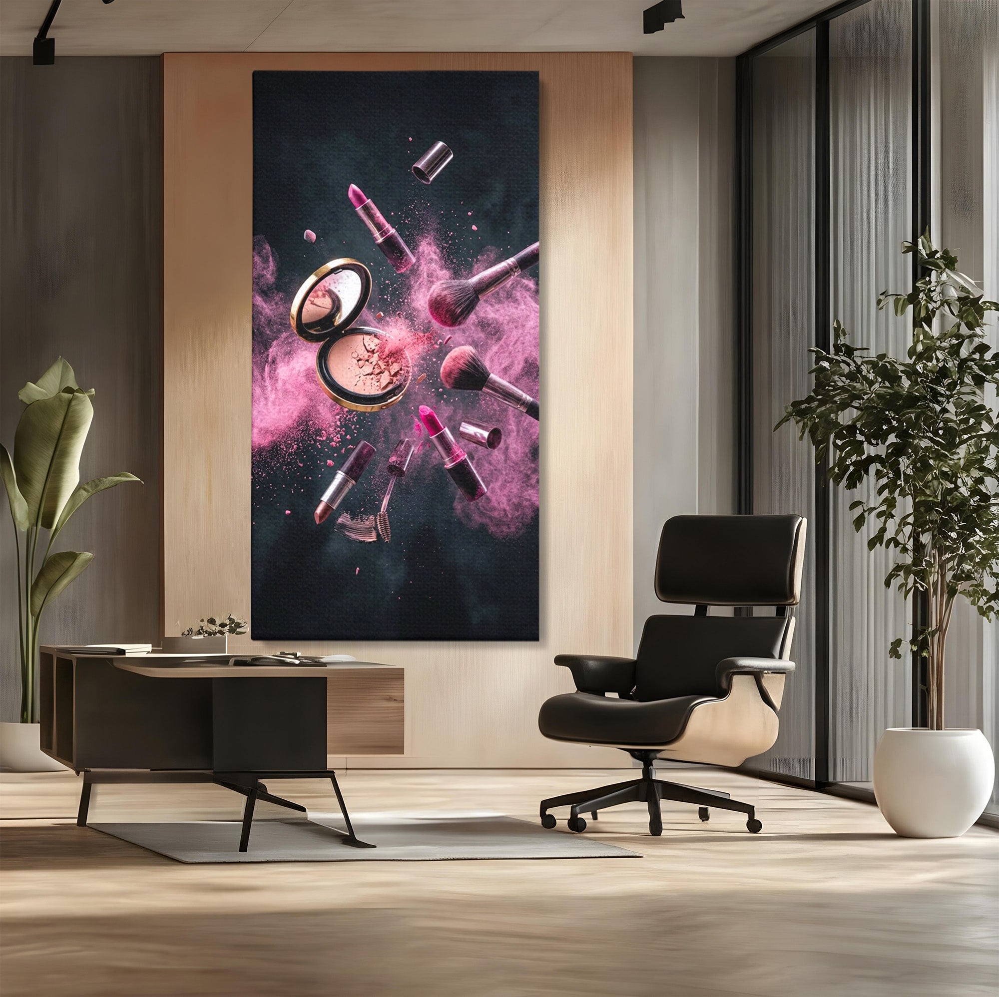 Tablou Canvas Premium LuxCanva® PI1282, Explozie De Frumusete, Machiaj, Fard, Roz, Arta, Dormitor, Culori Vibrante