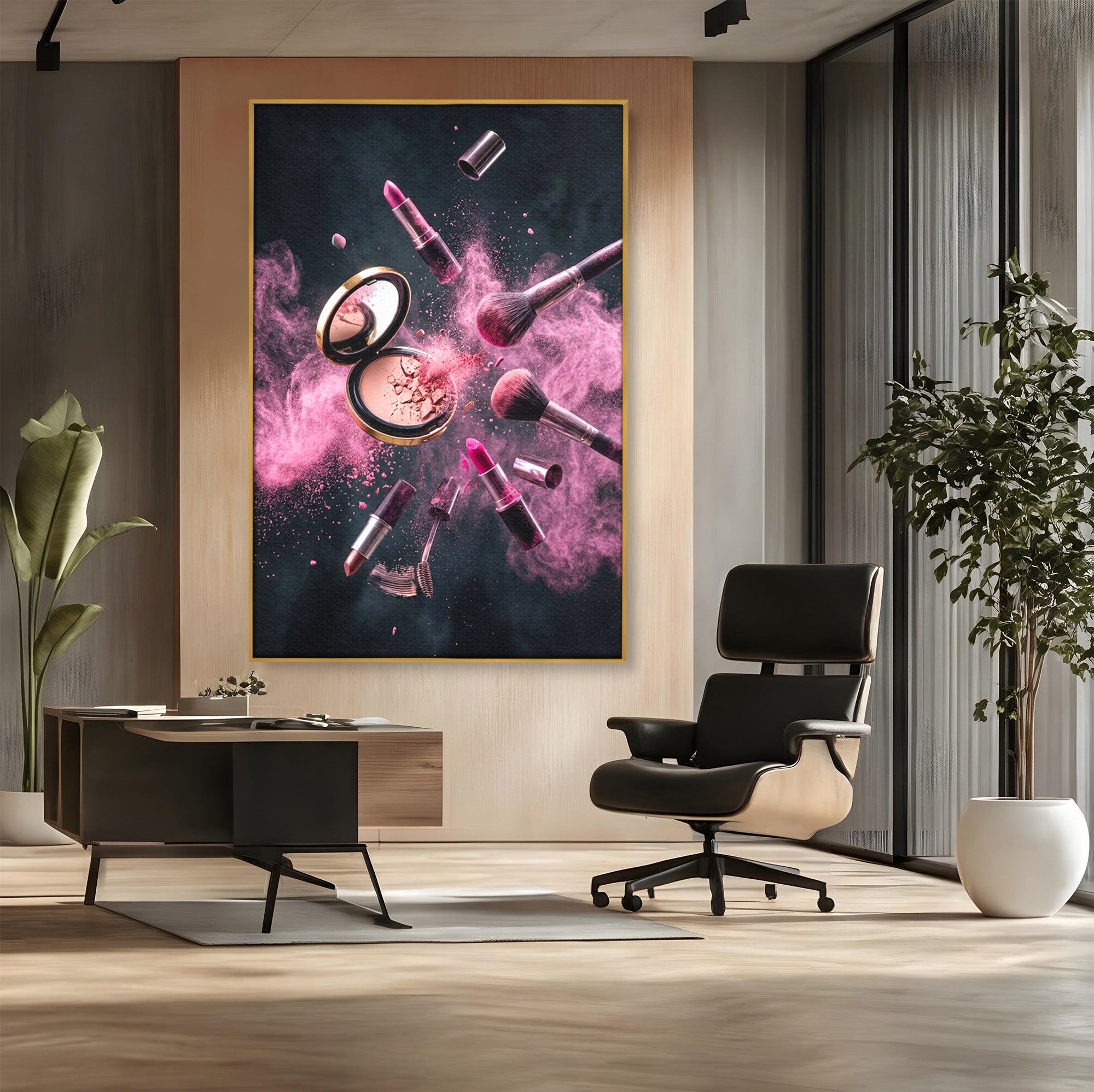Tablou Canvas Premium LuxCanva® PI1282, Explozie De Frumusete, Machiaj, Fard, Roz, Arta, Dormitor, Culori Vibrante