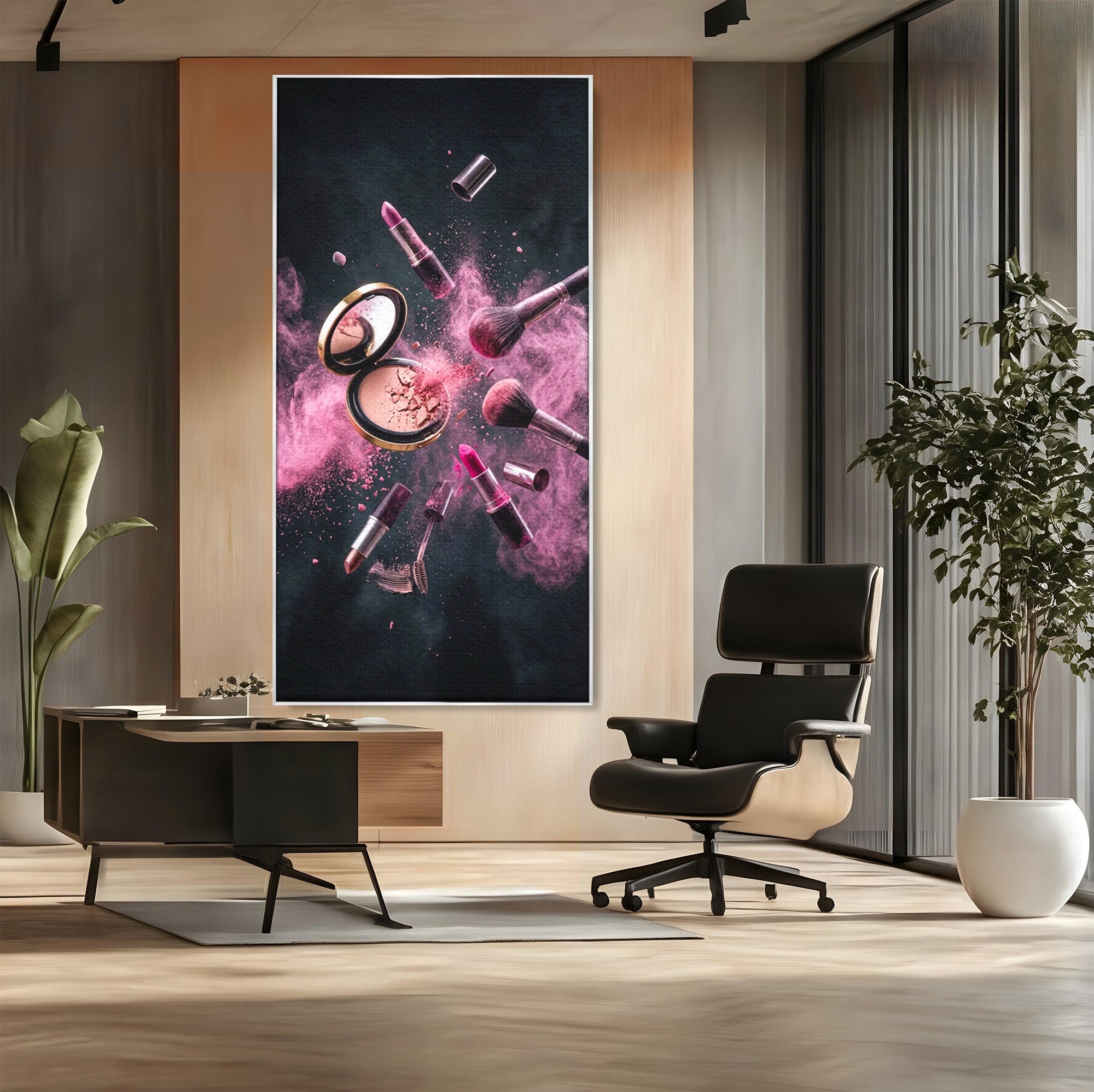 Tablou Canvas Premium LuxCanva® PI1282, Explozie De Frumusete, Machiaj, Fard, Roz, Arta, Dormitor, Culori Vibrante