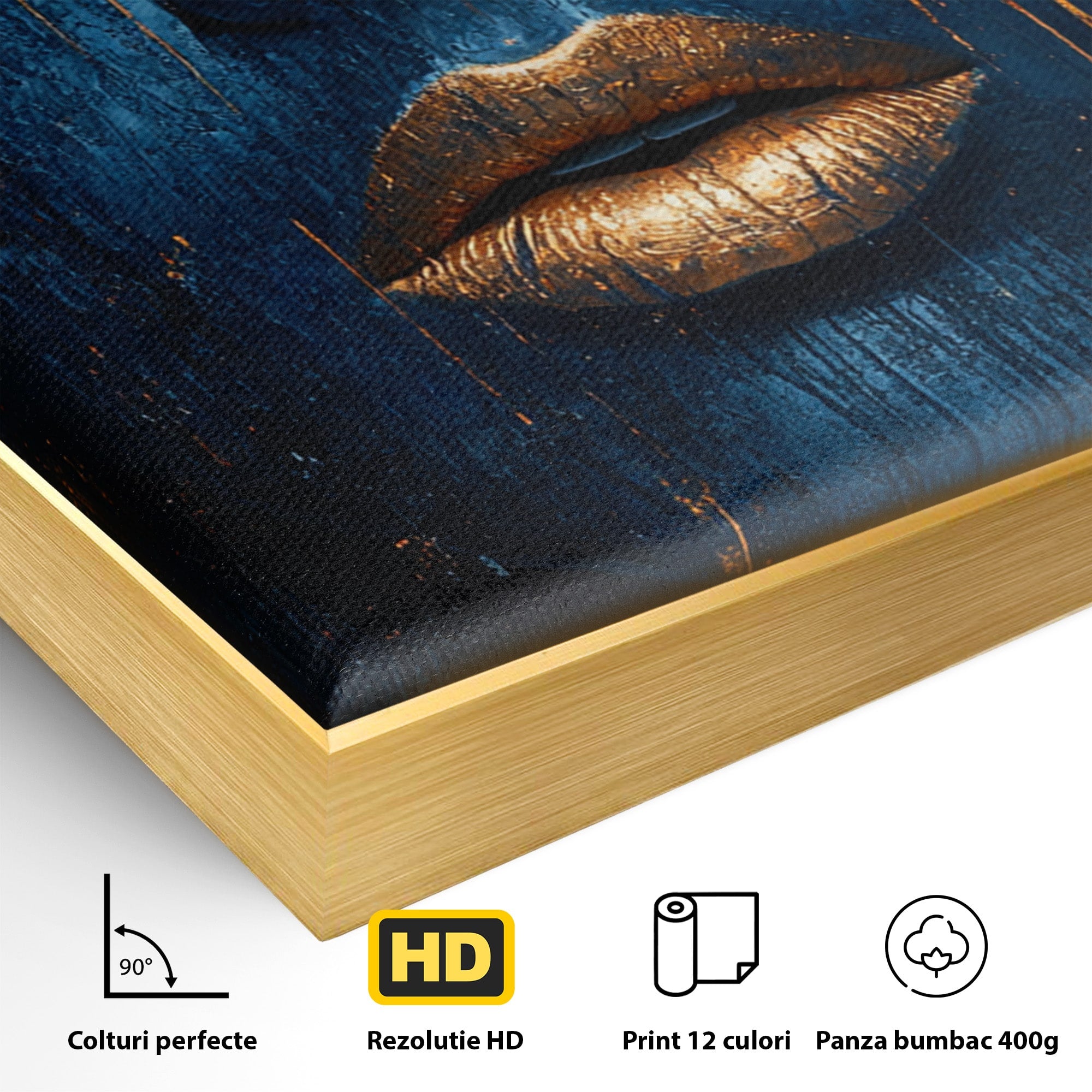 Tablou Canvas Premium LuxCanva® PI1283, Chipul Tacut, Albastru, Electric, Portret, Abstract, Mister, Dormitor, Culori Vibrante