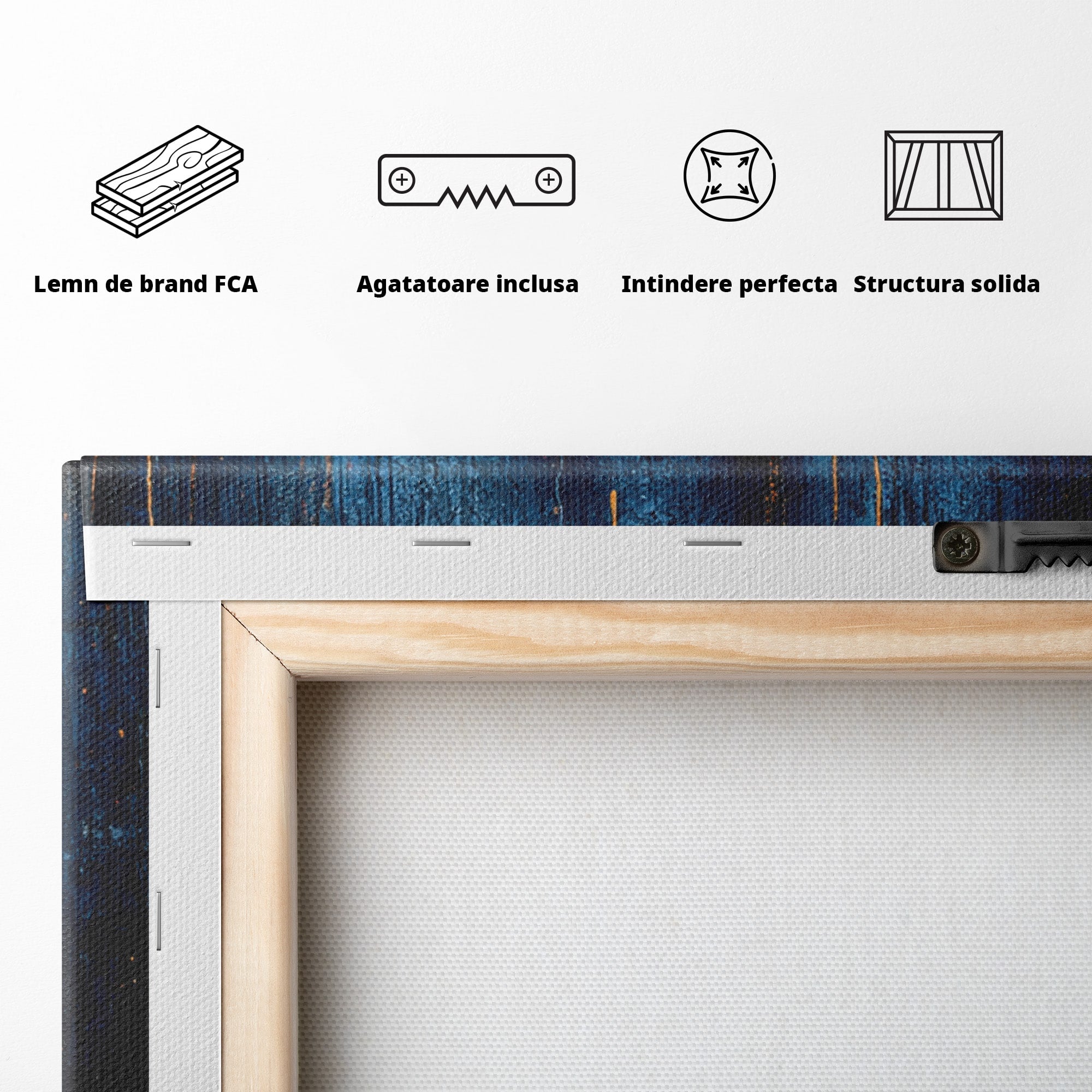 Tablou Canvas Premium LuxCanva® PI1283, Chipul Tacut, Albastru, Electric, Portret, Abstract, Mister, Dormitor, Culori Vibrante