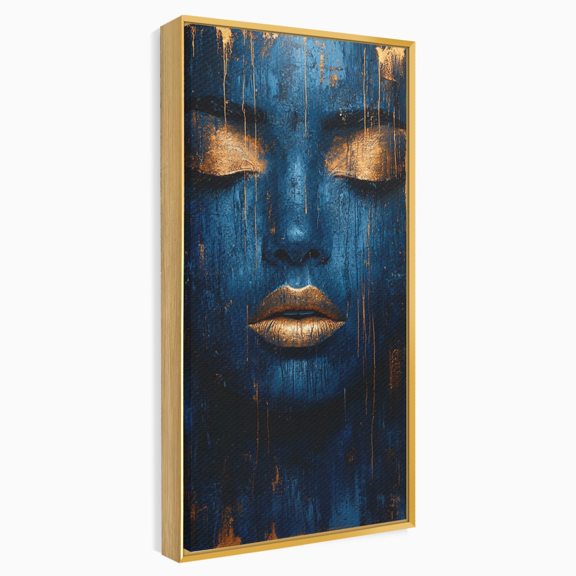 Tablou Canvas Premium LuxCanva® PI1283, Chipul Tacut, Albastru, Electric, Portret, Abstract, Mister, Dormitor, Culori Vibrante