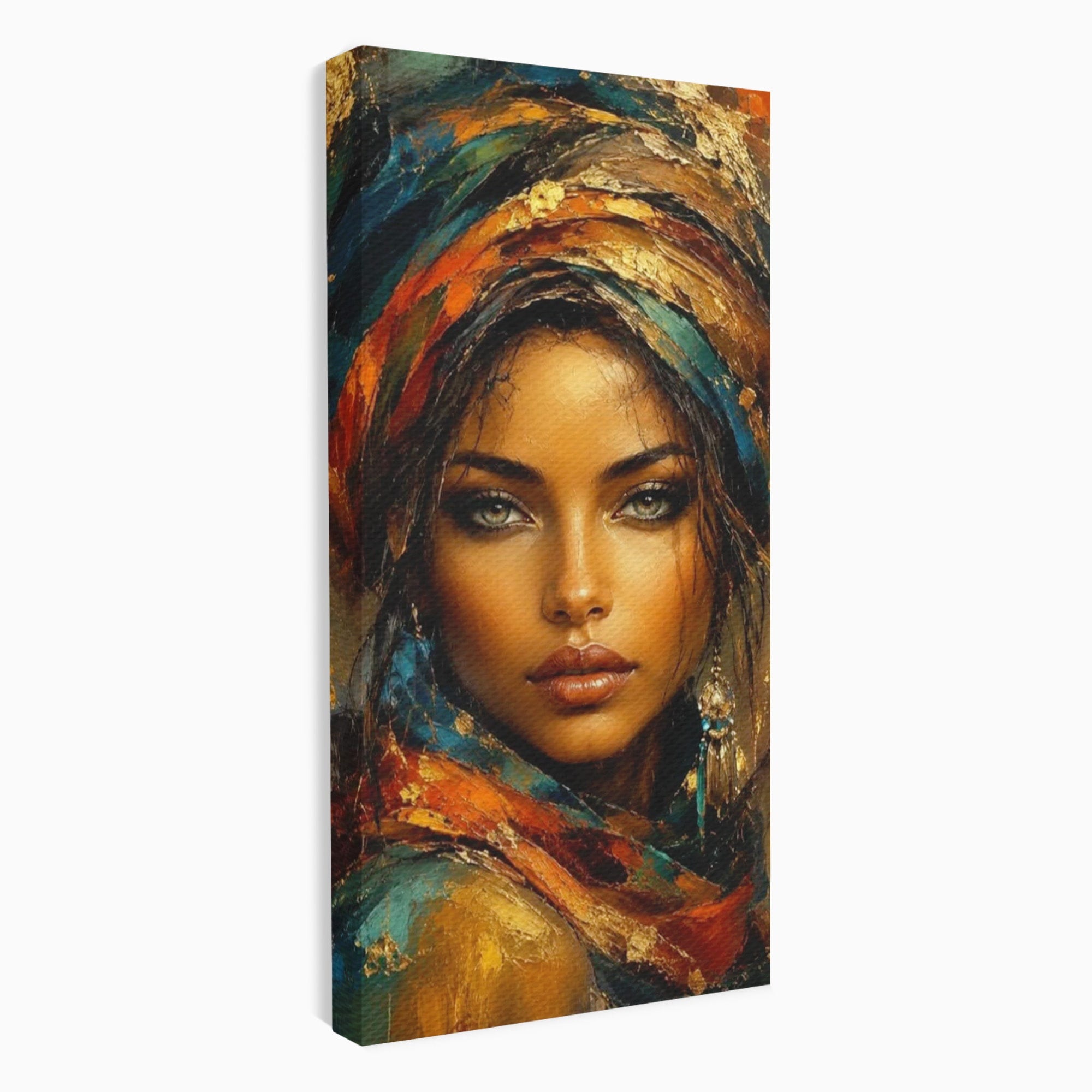 Tablou Canvas Premium LuxCanva® PI1284, Privire de Safir, Femeie, Orient, Exotic, Arta, Living, Dormitor, Culori Vibrante