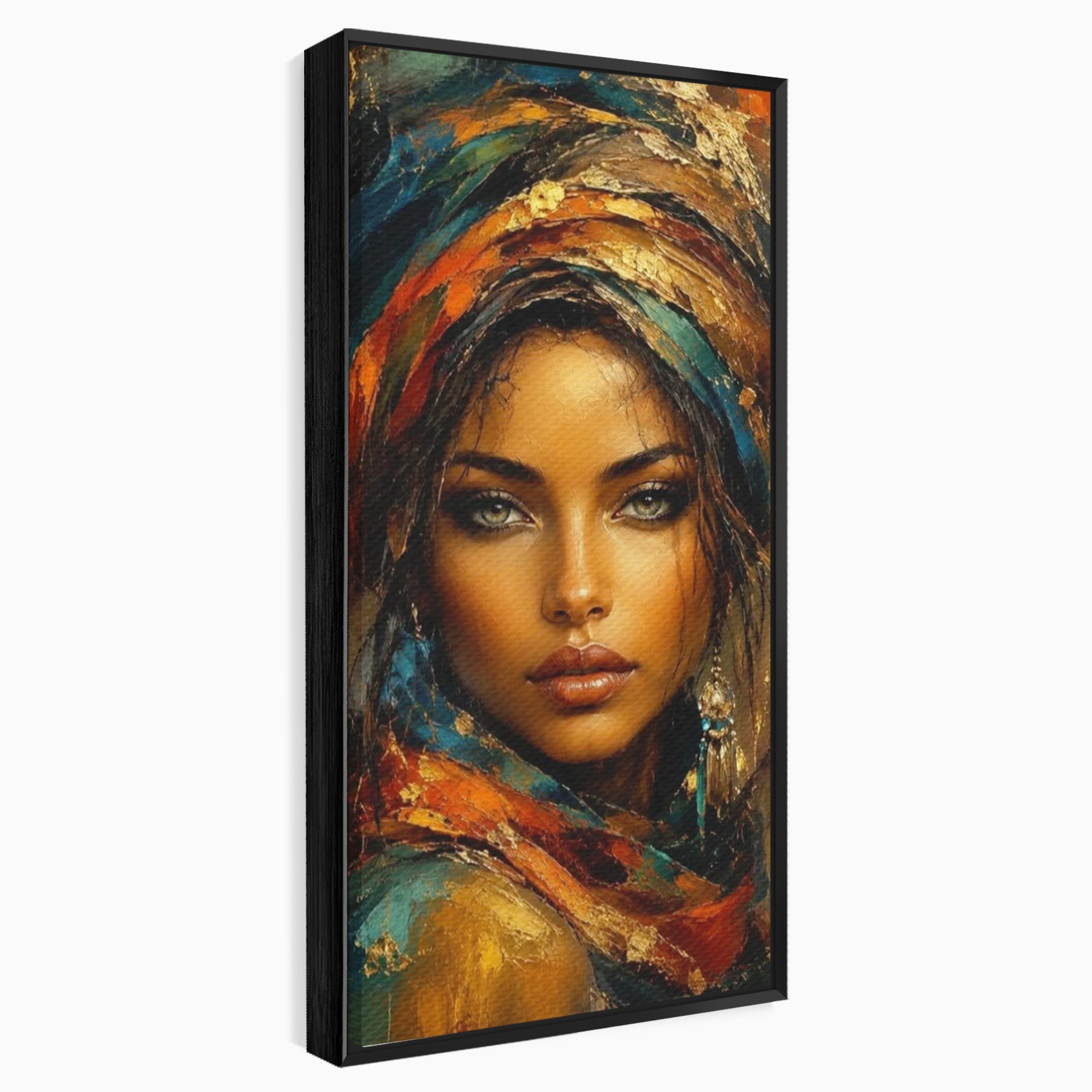 Tablou Canvas Premium LuxCanva® PI1284, Privire de Safir, Femeie, Orient, Exotic, Arta, Living, Dormitor, Culori Vibrante