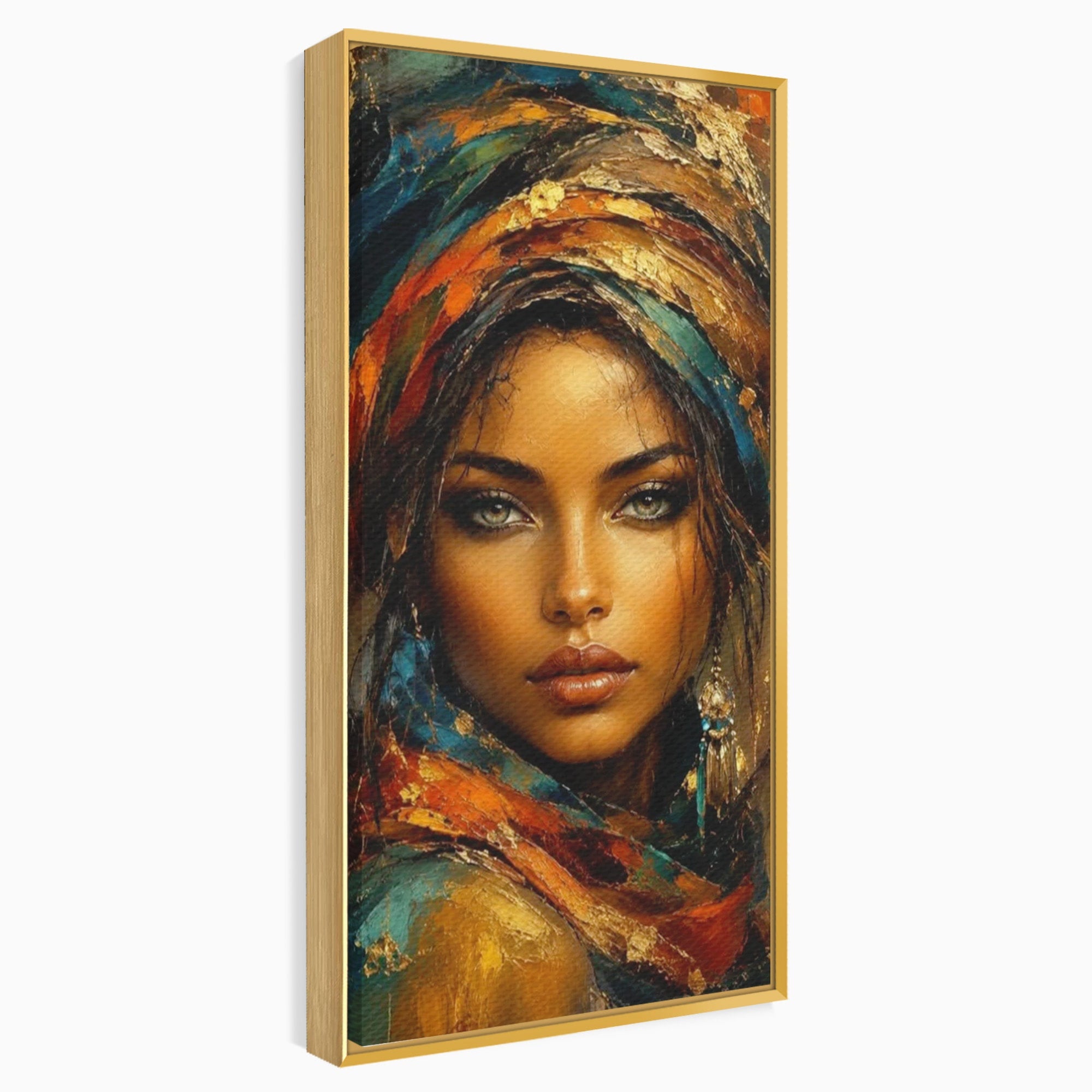 Tablou Canvas Premium LuxCanva® PI1284, Privire de Safir, Femeie, Orient, Exotic, Arta, Living, Dormitor, Culori Vibrante