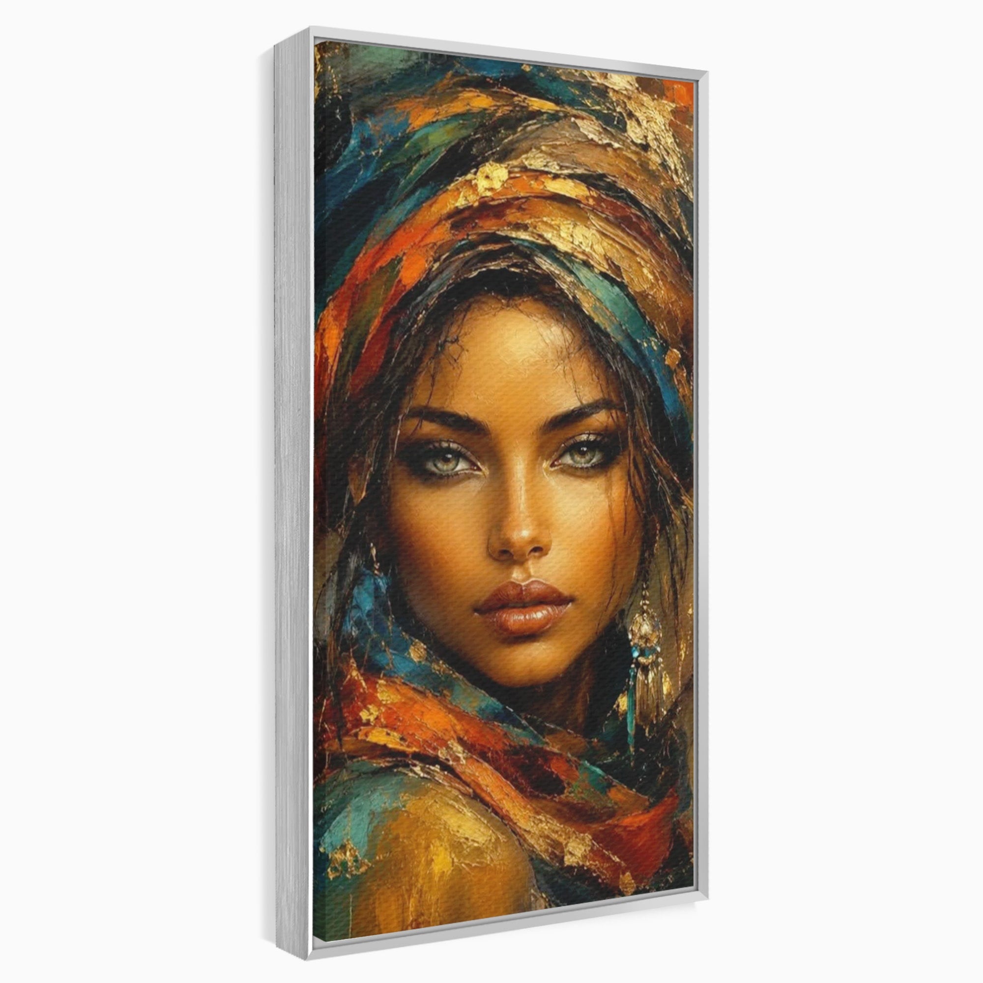 Tablou Canvas Premium LuxCanva® PI1284, Privire de Safir, Femeie, Orient, Exotic, Arta, Living, Dormitor, Culori Vibrante