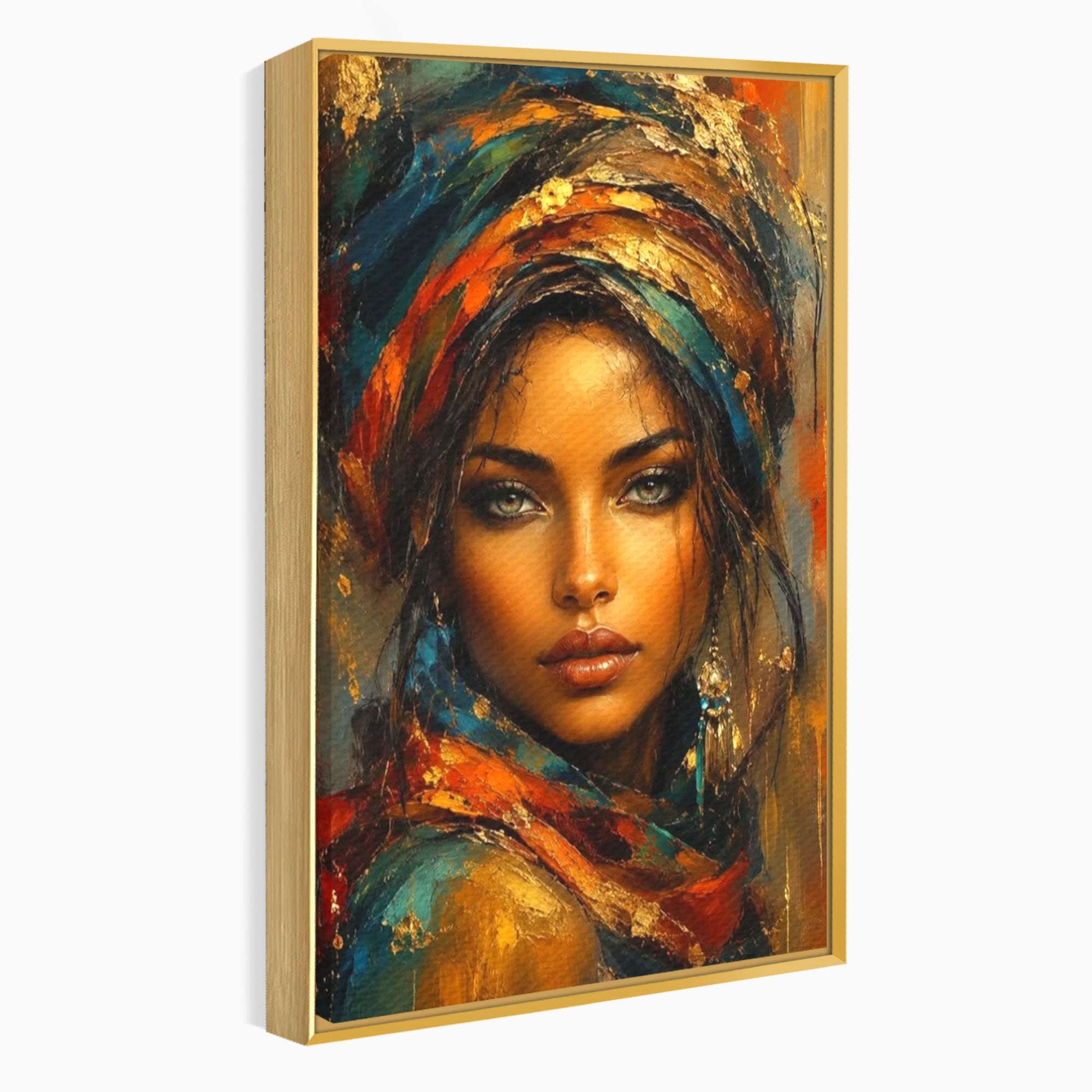 Tablou Canvas Premium LuxCanva® PI1284, Privire de Safir, Femeie, Orient, Exotic, Arta, Living, Dormitor, Culori Vibrante
