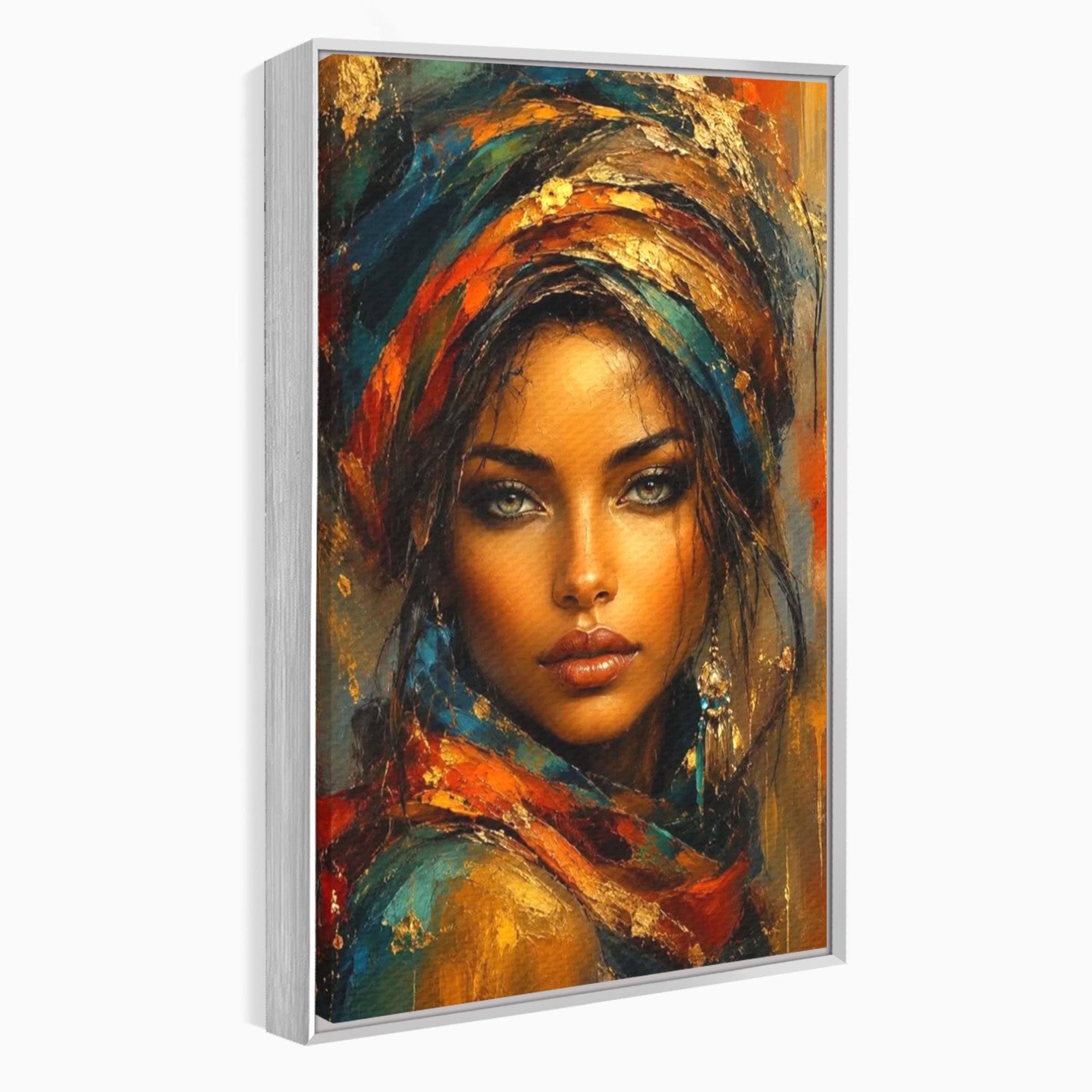 Tablou Canvas Premium LuxCanva® PI1284, Privire de Safir, Femeie, Orient, Exotic, Arta, Living, Dormitor, Culori Vibrante