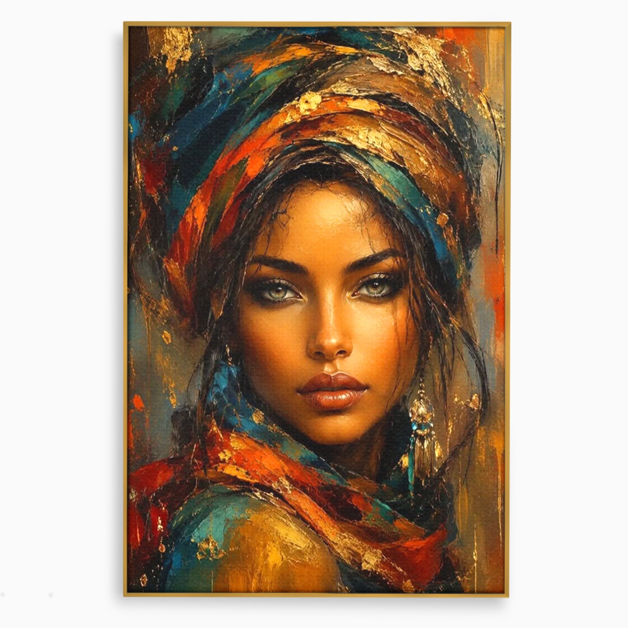 Tablou Canvas Premium LuxCanva® PI1284, Privire de Safir, Femeie, Orient, Exotic, Arta, Living, Dormitor, Culori Vibrante
