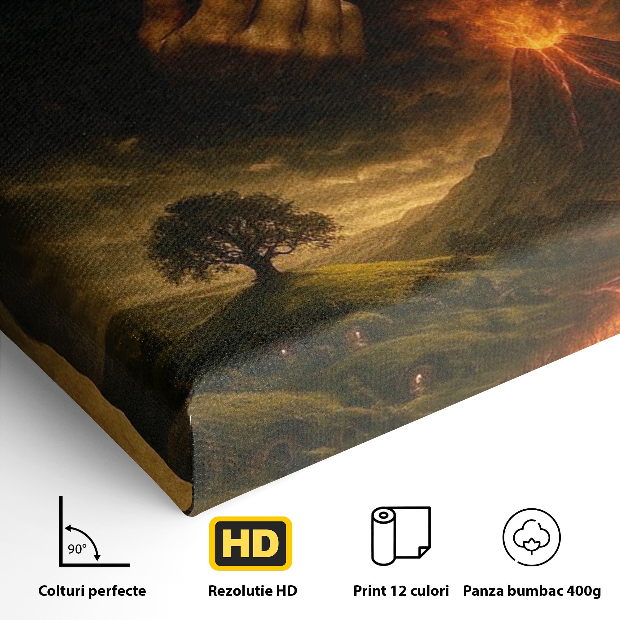 Tablou Canvas Premium LuxCanva® PI1286, Calatoria Inelului, Fantezie, Aventura, Frodo Baggins, Peisaj, Vulcan, Living, Dormitor, Culori Vibrante