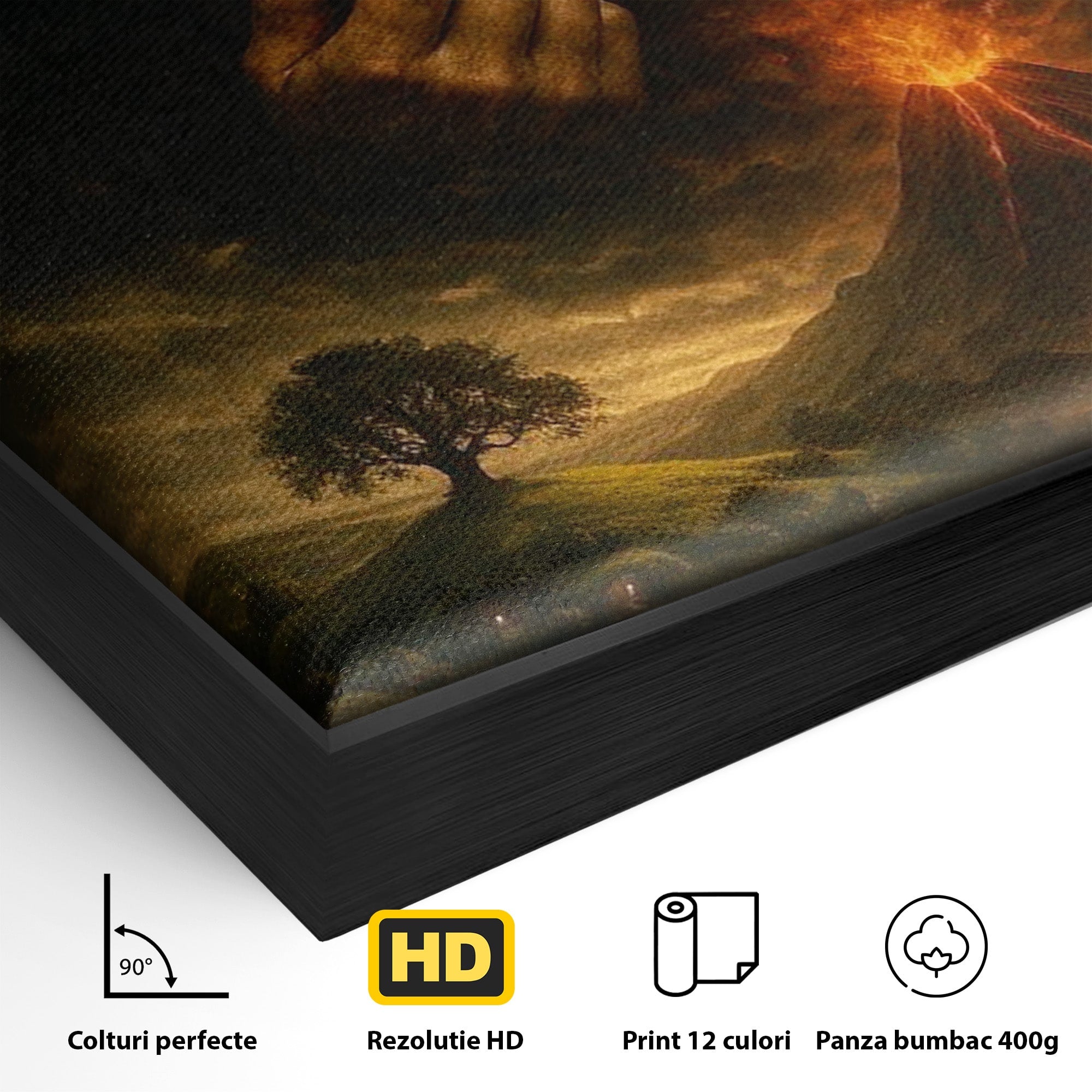 Tablou Canvas Premium LuxCanva® PI1286, Calatoria Inelului, Fantezie, Aventura, Frodo Baggins, Peisaj, Vulcan, Living, Dormitor, Culori Vibrante