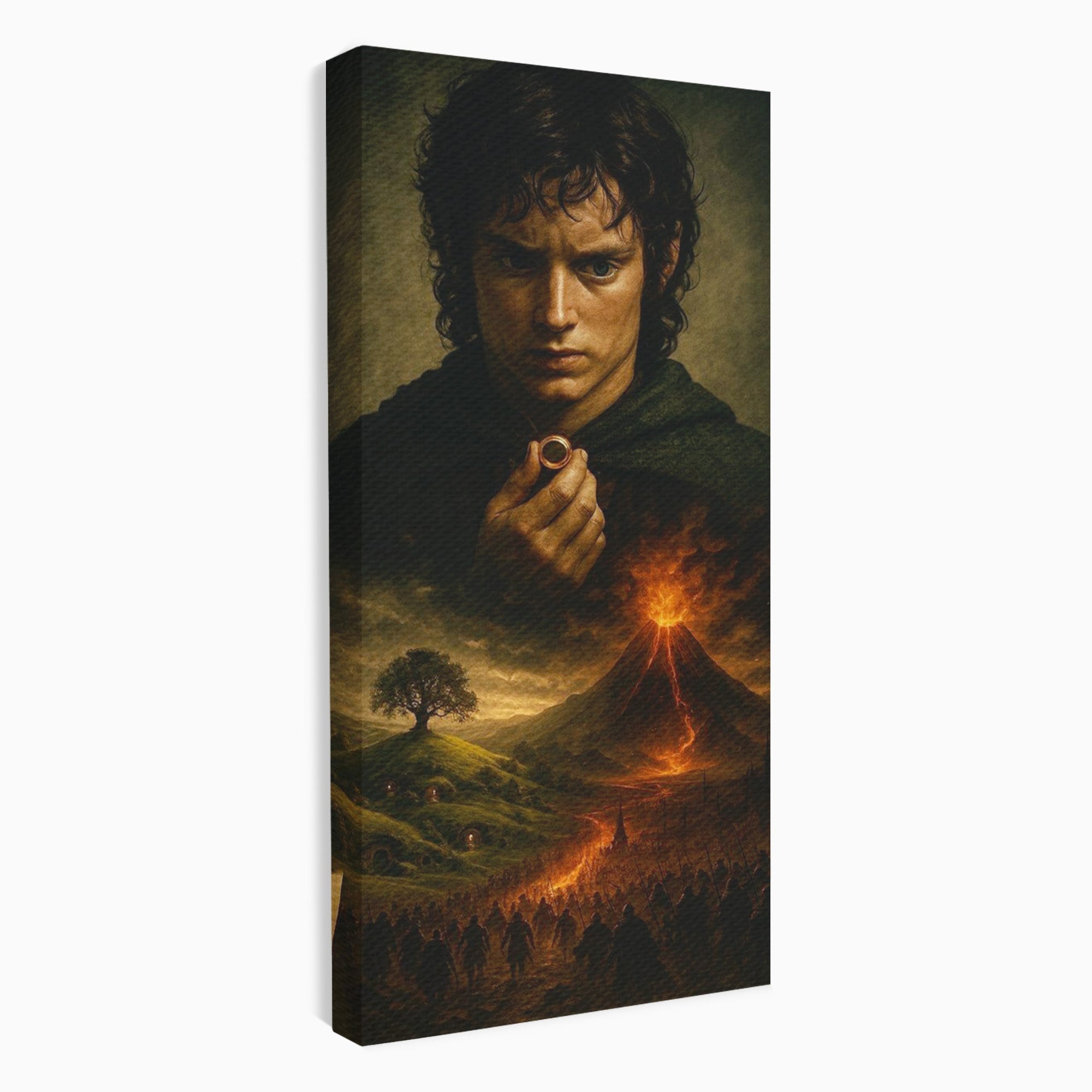 Tablou Canvas Premium LuxCanva® PI1286, Calatoria Inelului, Fantezie, Aventura, Frodo Baggins, Peisaj, Vulcan, Living, Dormitor, Culori Vibrante