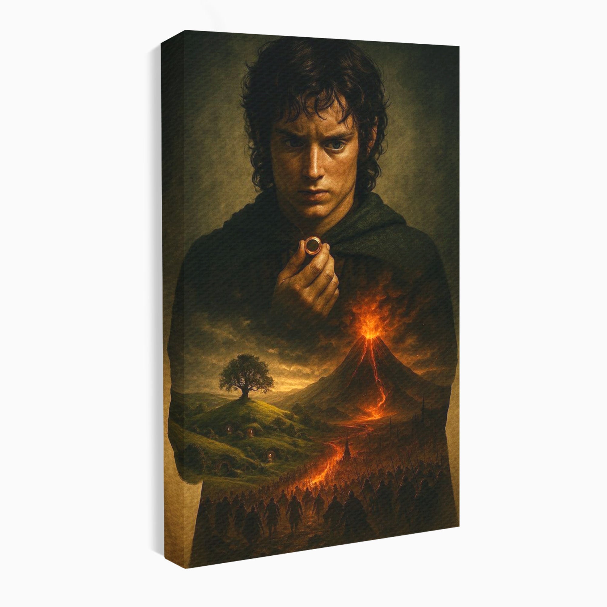 Tablou Canvas Premium LuxCanva® PI1286, Calatoria Inelului, Fantezie, Aventura, Frodo Baggins, Peisaj, Vulcan, Living, Dormitor, Culori Vibrante