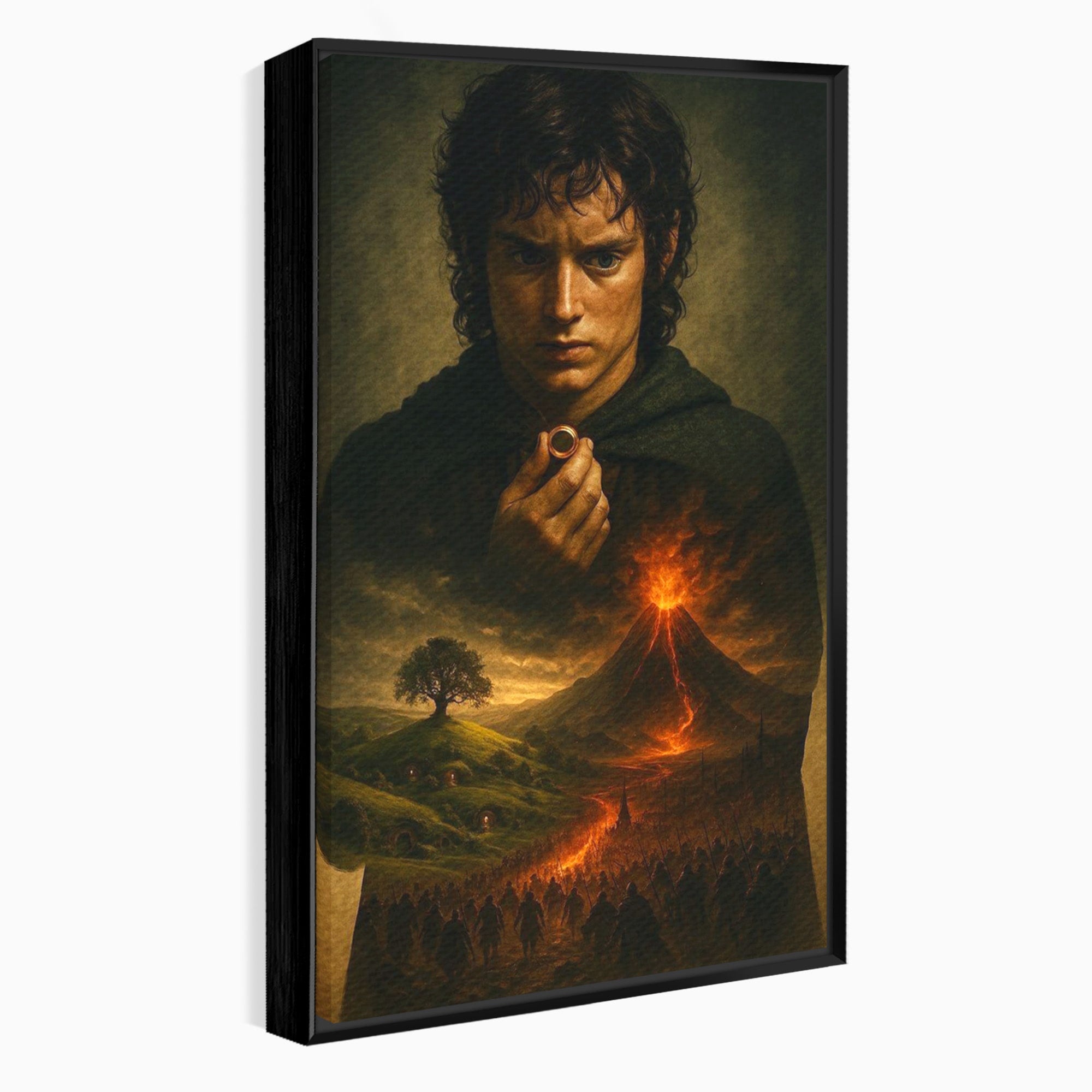 Tablou Canvas Premium LuxCanva® PI1286, Calatoria Inelului, Fantezie, Aventura, Frodo Baggins, Peisaj, Vulcan, Living, Dormitor, Culori Vibrante