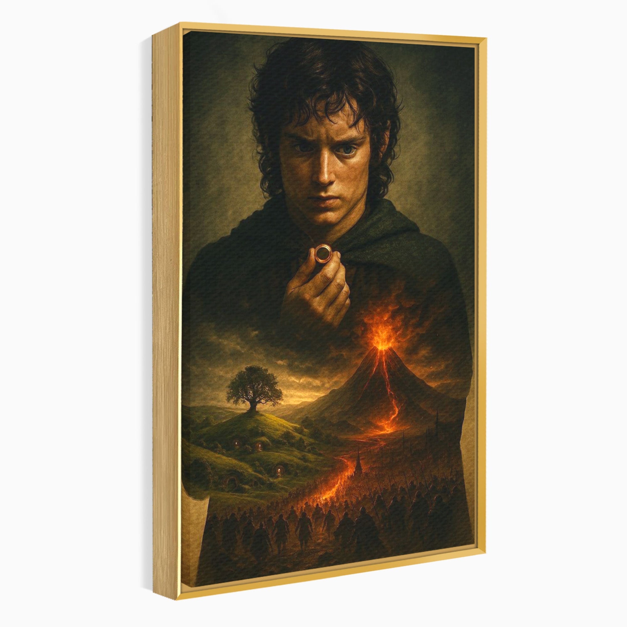 Tablou Canvas Premium LuxCanva® PI1286, Calatoria Inelului, Fantezie, Aventura, Frodo Baggins, Peisaj, Vulcan, Living, Dormitor, Culori Vibrante