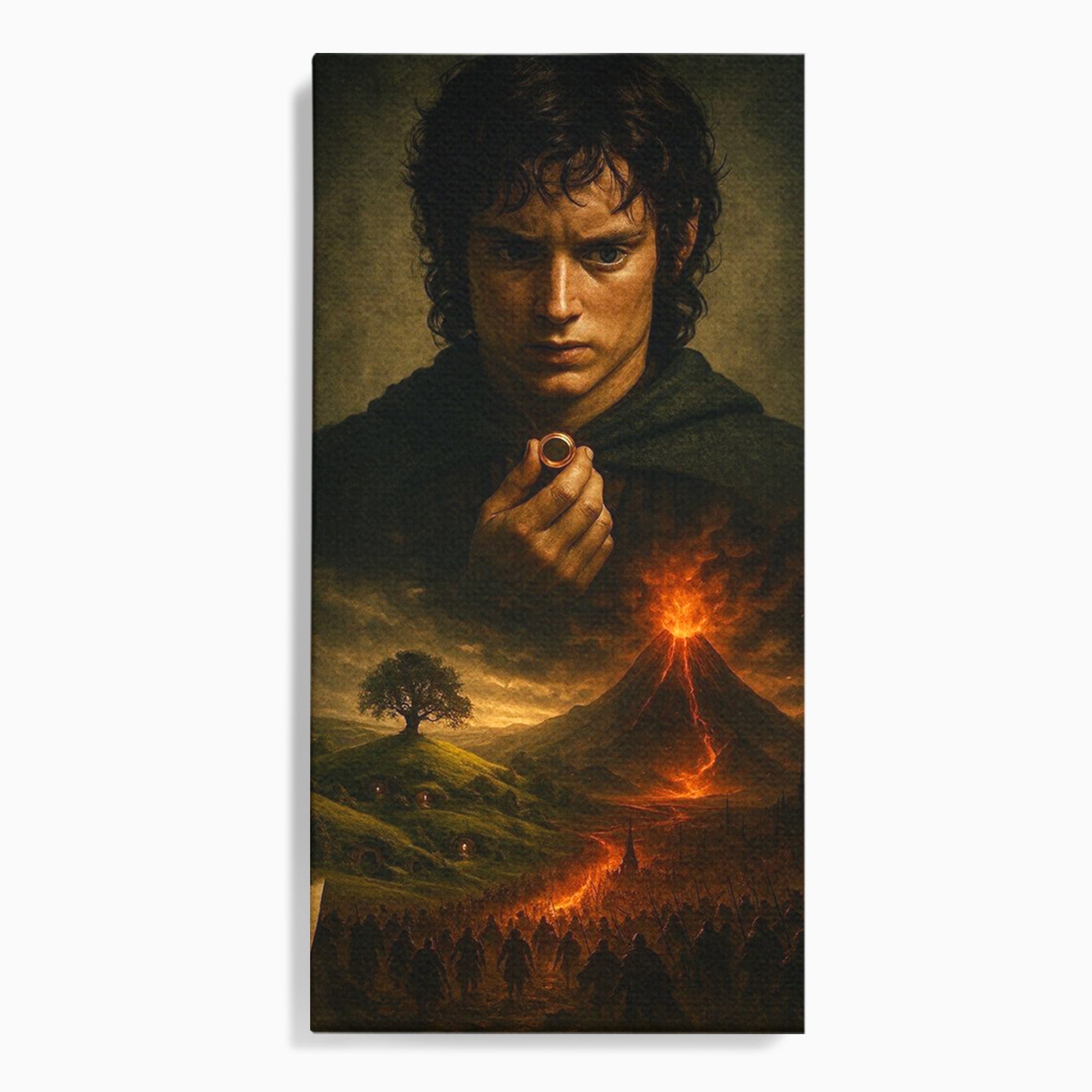 Tablou Canvas Premium LuxCanva® PI1286, Calatoria Inelului, Fantezie, Aventura, Frodo Baggins, Peisaj, Vulcan, Living, Dormitor, Culori Vibrante