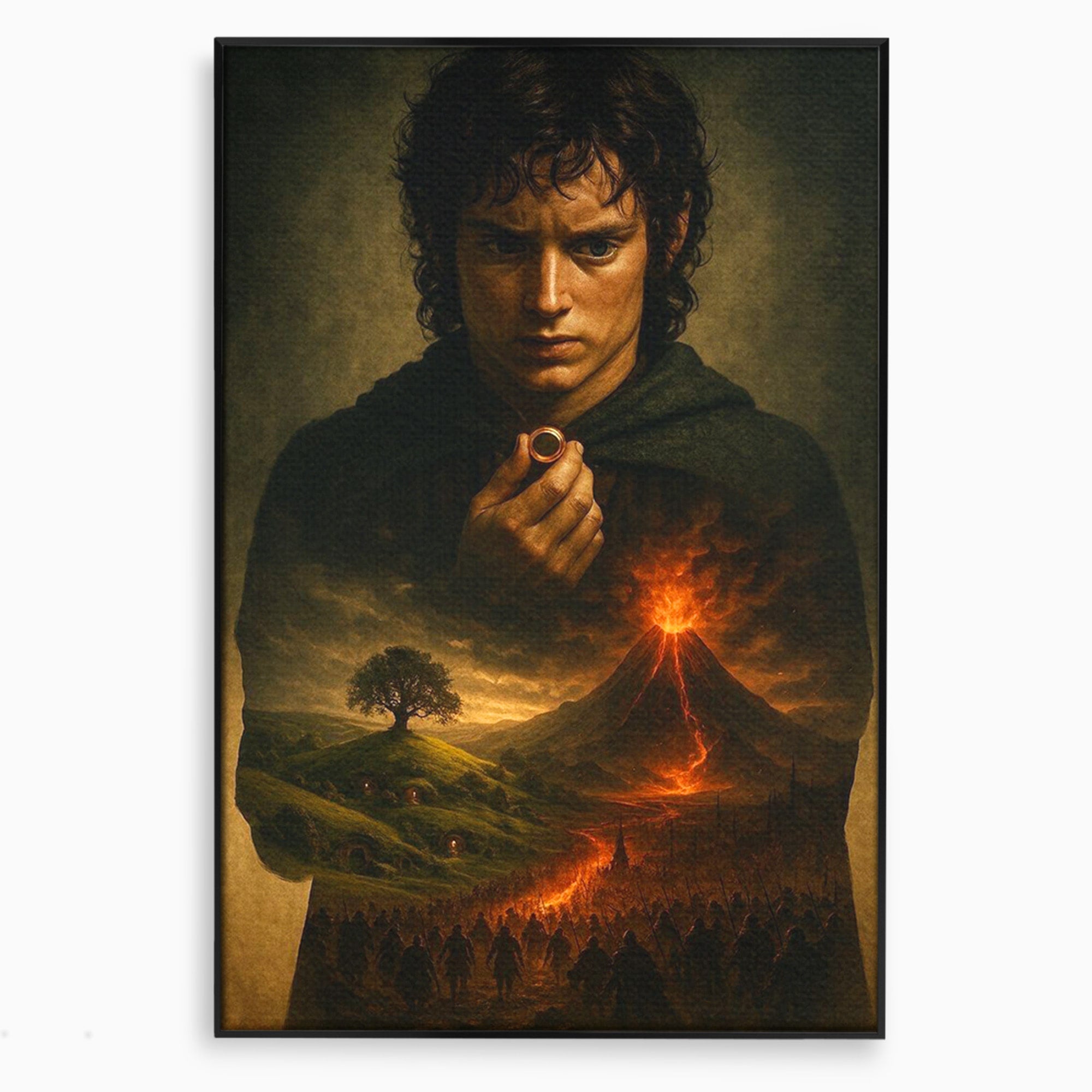 Tablou Canvas Premium LuxCanva® PI1286, Calatoria Inelului, Fantezie, Aventura, Frodo Baggins, Peisaj, Vulcan, Living, Dormitor, Culori Vibrante