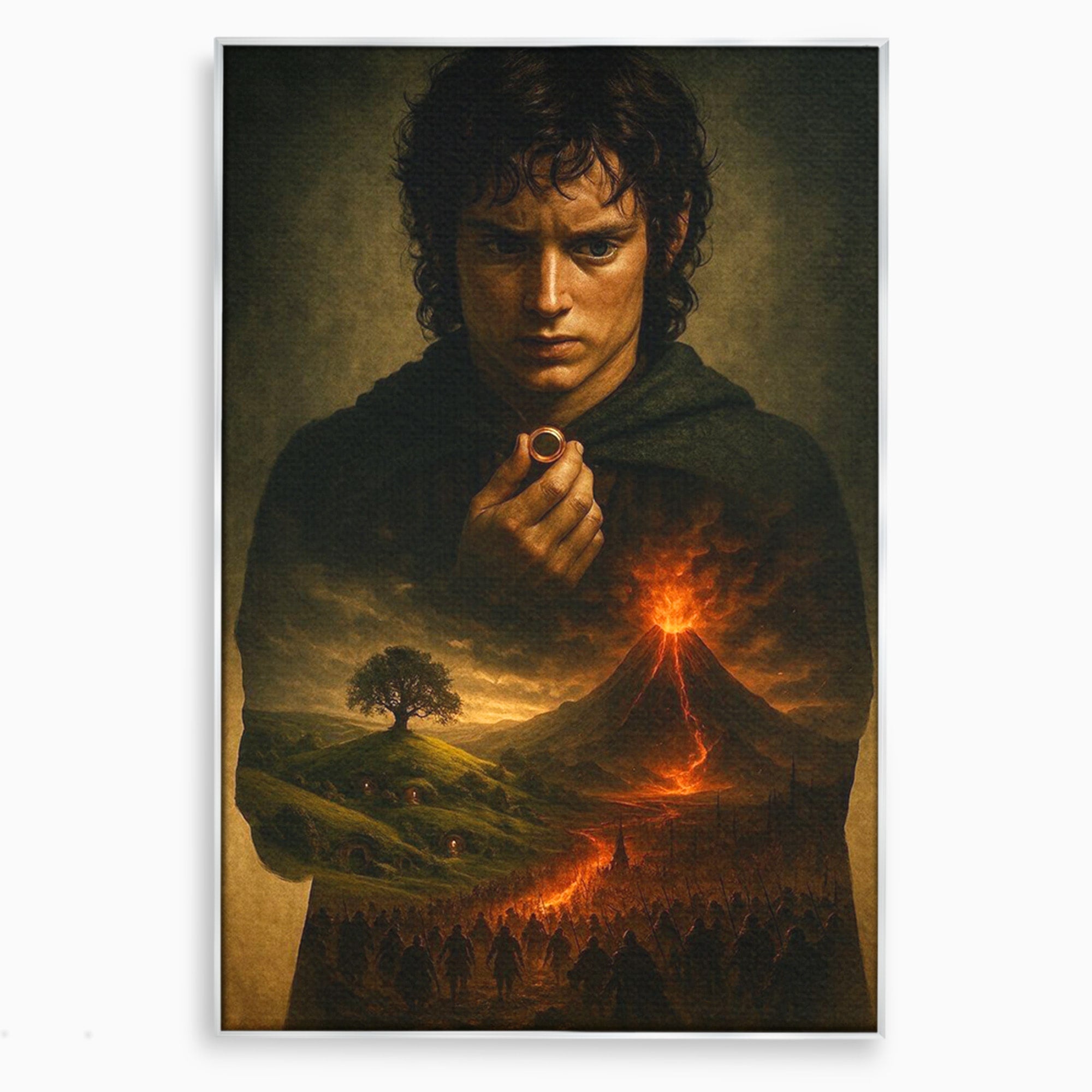 Tablou Canvas Premium LuxCanva® PI1286, Calatoria Inelului, Fantezie, Aventura, Frodo Baggins, Peisaj, Vulcan, Living, Dormitor, Culori Vibrante