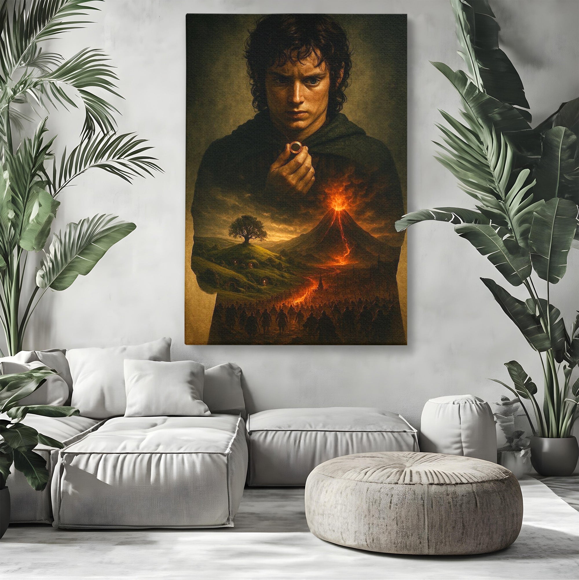 Tablou Canvas Premium LuxCanva® PI1286, Calatoria Inelului, Fantezie, Aventura, Frodo Baggins, Peisaj, Vulcan, Living, Dormitor, Culori Vibrante