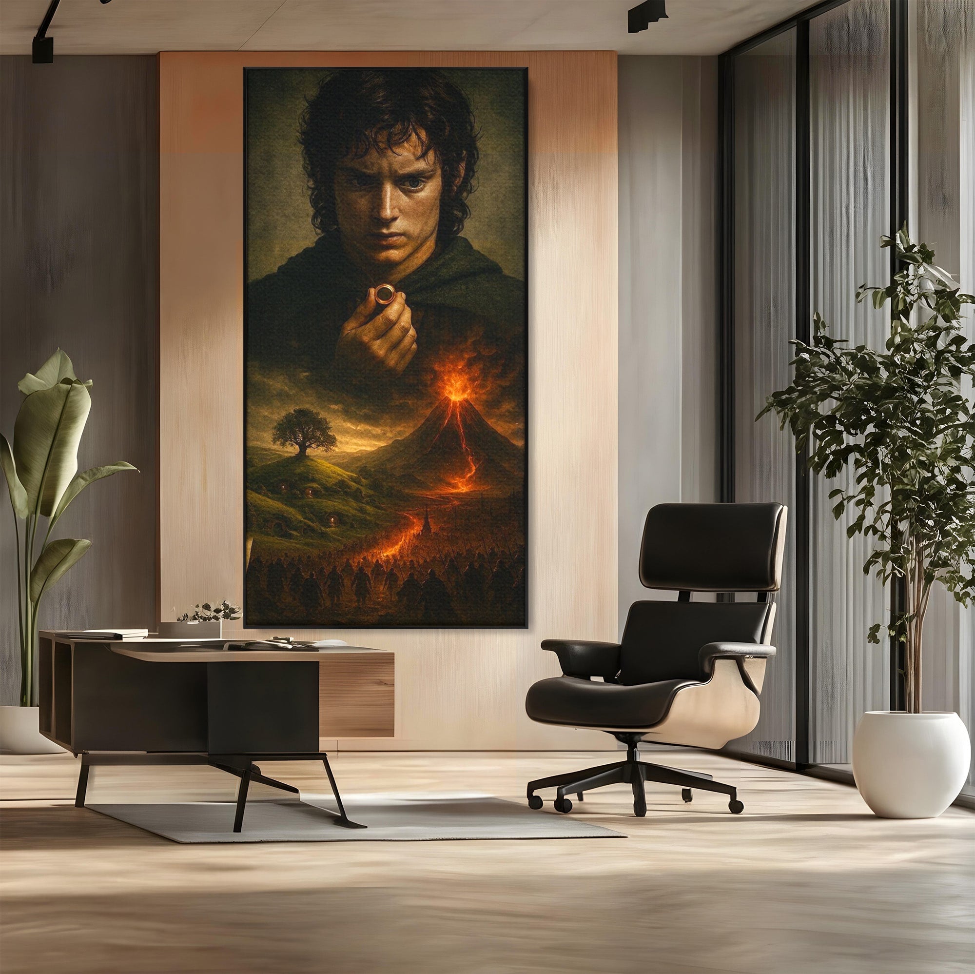 Tablou Canvas Premium LuxCanva® PI1286, Calatoria Inelului, Fantezie, Aventura, Frodo Baggins, Peisaj, Vulcan, Living, Dormitor, Culori Vibrante