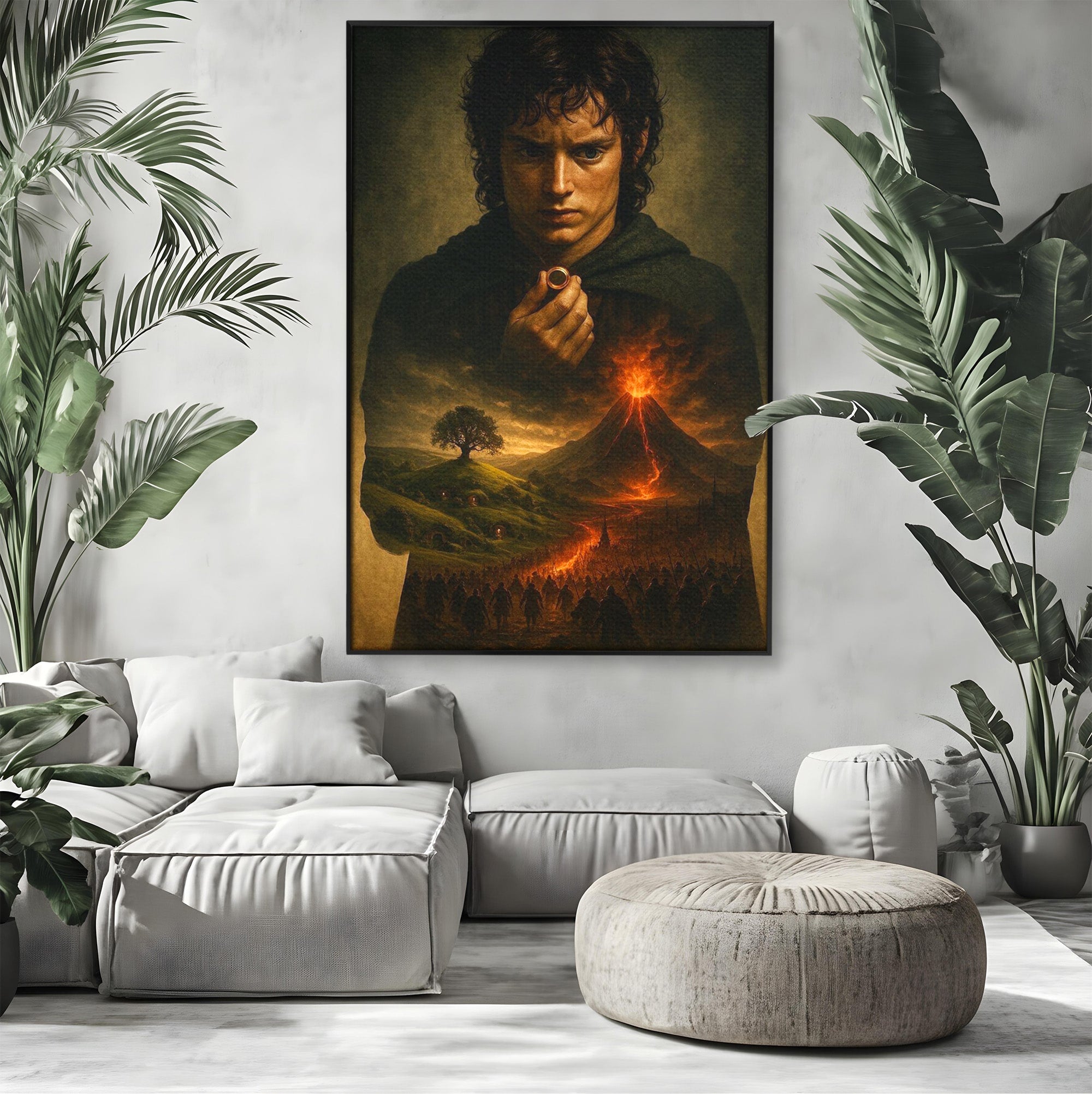 Tablou Canvas Premium LuxCanva® PI1286, Calatoria Inelului, Fantezie, Aventura, Frodo Baggins, Peisaj, Vulcan, Living, Dormitor, Culori Vibrante