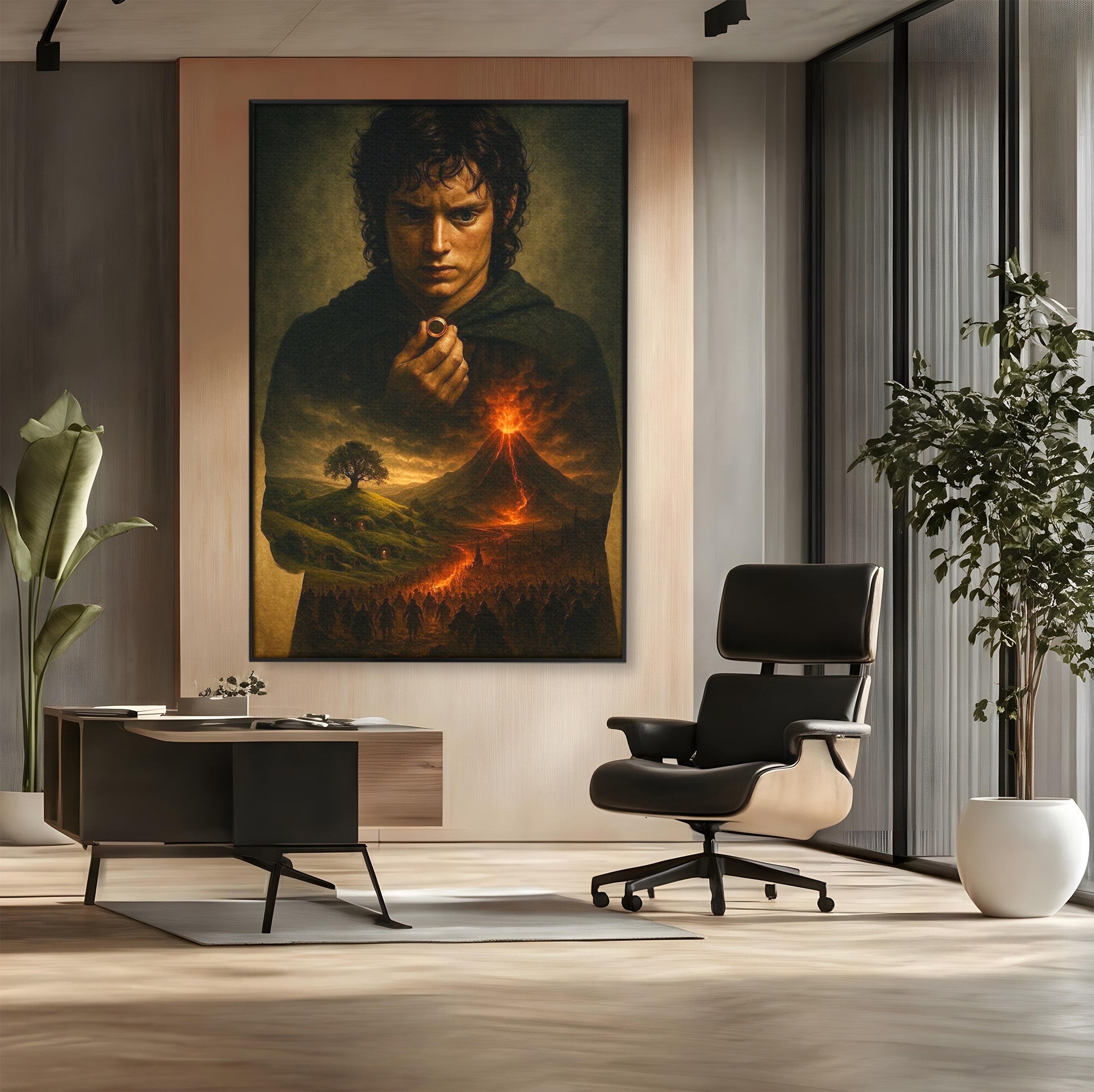 Tablou Canvas Premium LuxCanva® PI1286, Calatoria Inelului, Fantezie, Aventura, Frodo Baggins, Peisaj, Vulcan, Living, Dormitor, Culori Vibrante