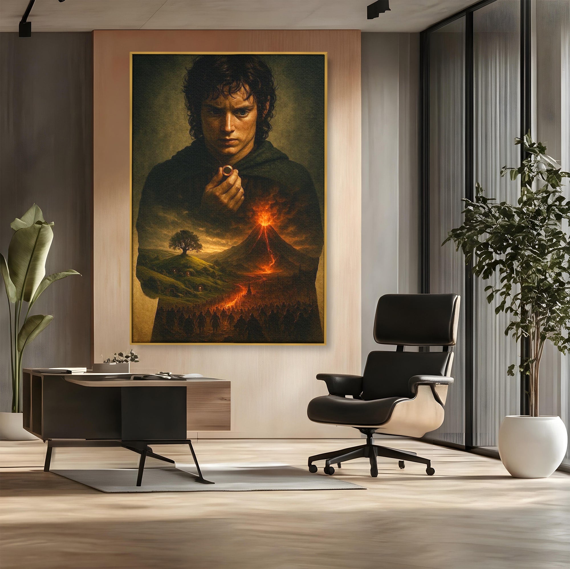 Tablou Canvas Premium LuxCanva® PI1286, Calatoria Inelului, Fantezie, Aventura, Frodo Baggins, Peisaj, Vulcan, Living, Dormitor, Culori Vibrante