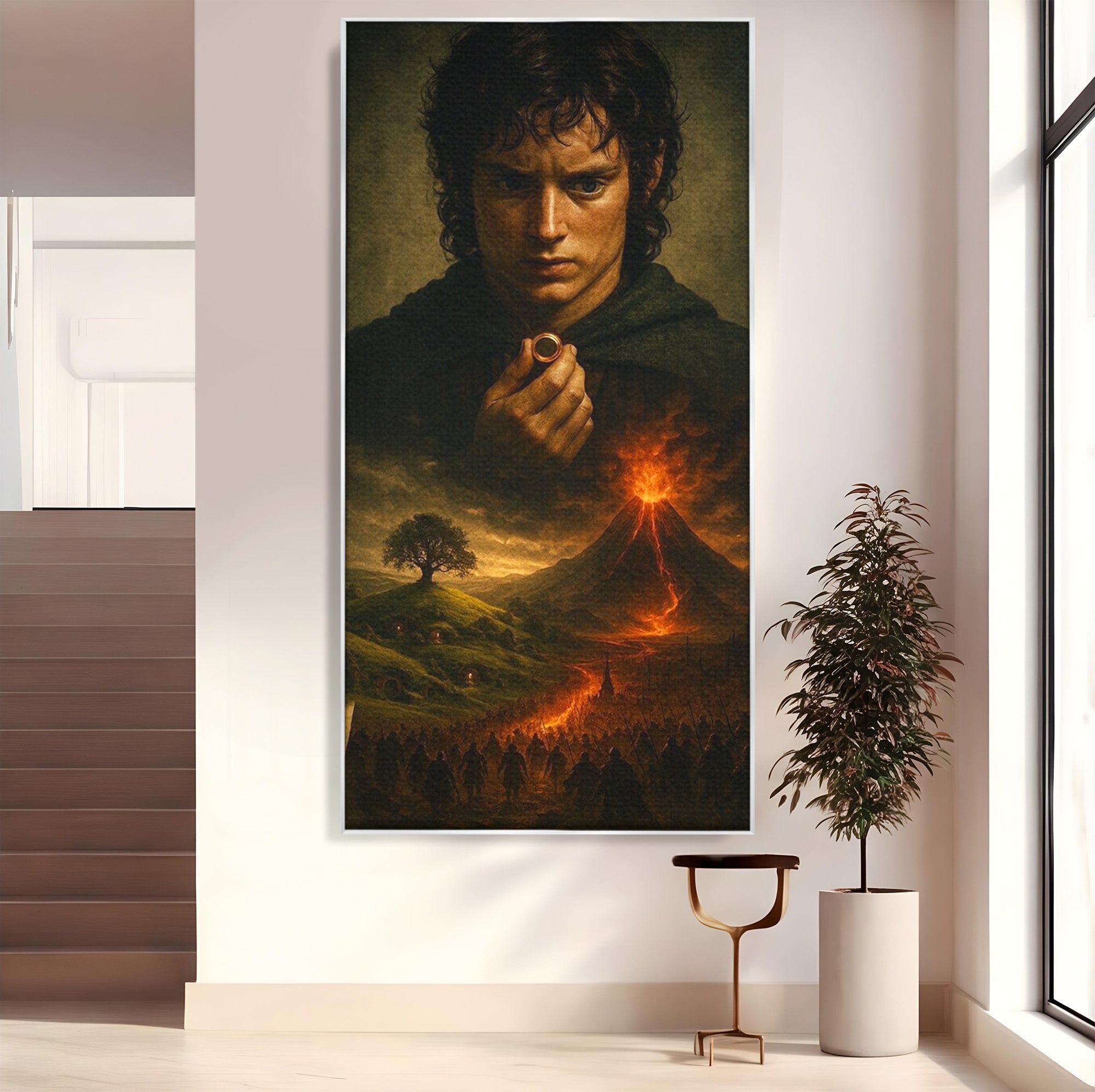 Tablou Canvas Premium LuxCanva® PI1286, Calatoria Inelului, Fantezie, Aventura, Frodo Baggins, Peisaj, Vulcan, Living, Dormitor, Culori Vibrante