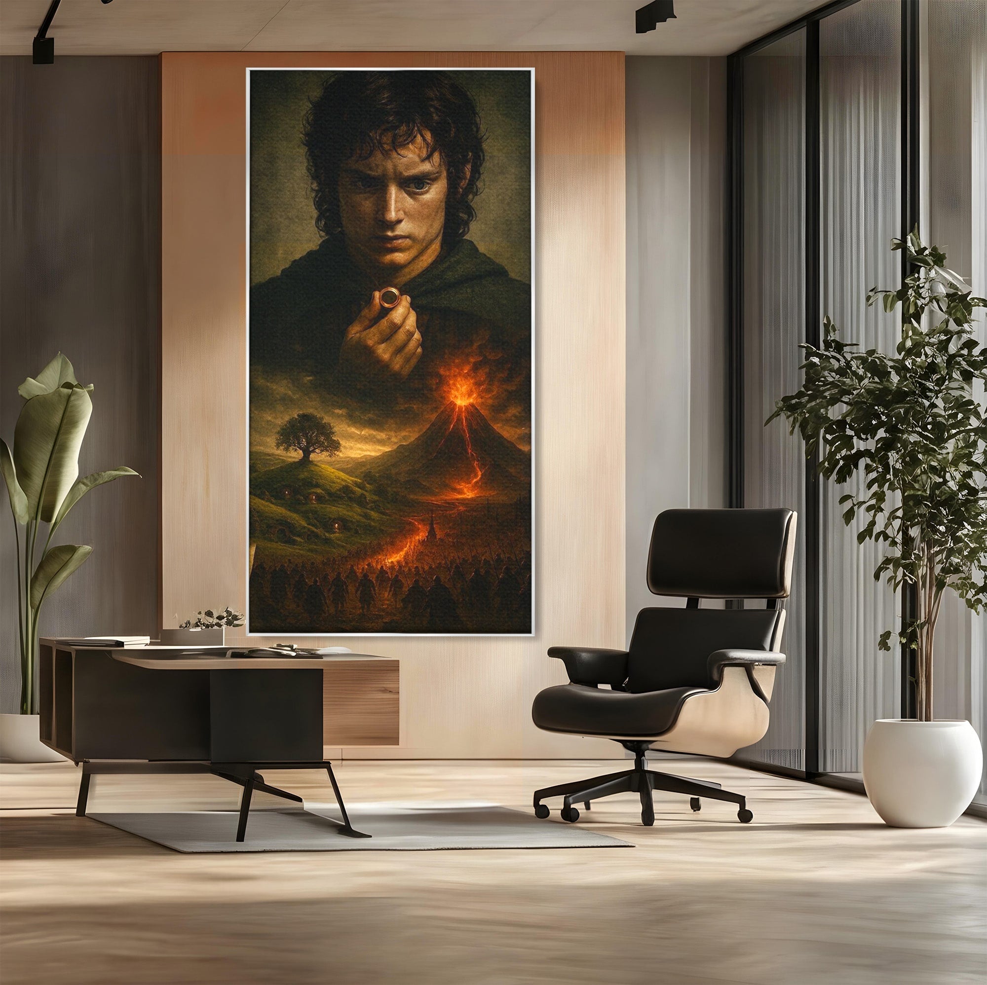 Tablou Canvas Premium LuxCanva® PI1286, Calatoria Inelului, Fantezie, Aventura, Frodo Baggins, Peisaj, Vulcan, Living, Dormitor, Culori Vibrante