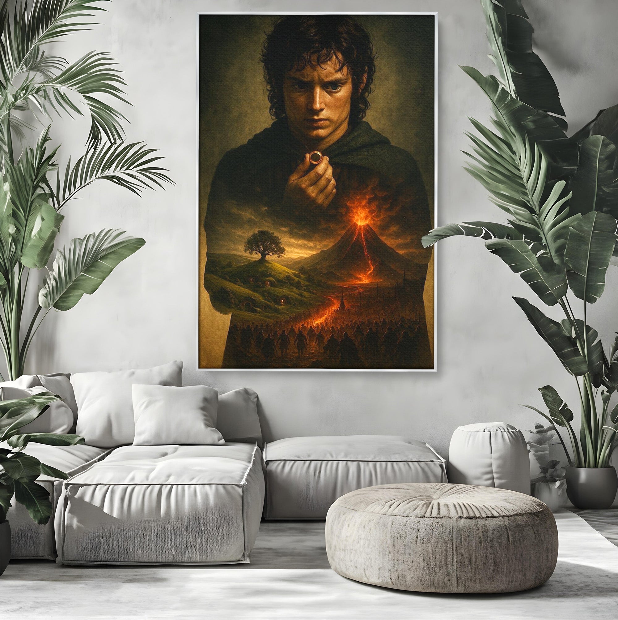 Tablou Canvas Premium LuxCanva® PI1286, Calatoria Inelului, Fantezie, Aventura, Frodo Baggins, Peisaj, Vulcan, Living, Dormitor, Culori Vibrante