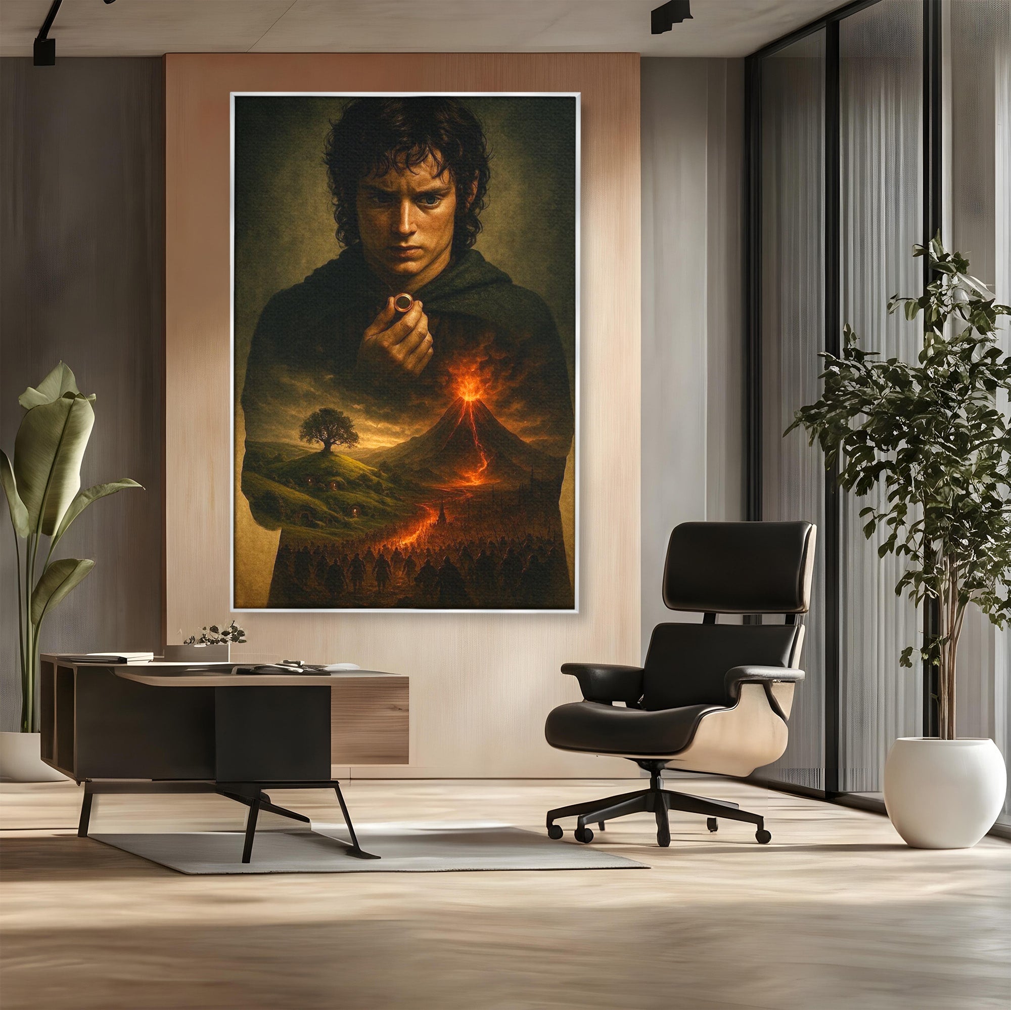 Tablou Canvas Premium LuxCanva® PI1286, Calatoria Inelului, Fantezie, Aventura, Frodo Baggins, Peisaj, Vulcan, Living, Dormitor, Culori Vibrante
