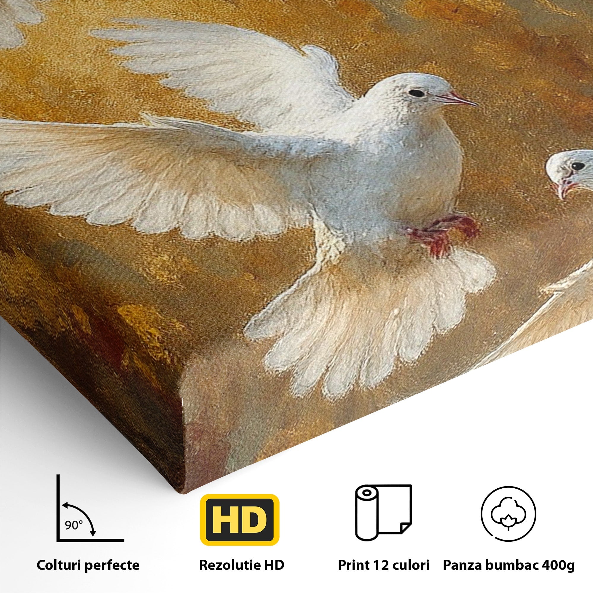Tablou Canvas Premium LuxCanva® PI1287, Porumbei In Zbor, Cer, Aripi, Pasari, Pace, Living, Dormitor, Culori Vibrante