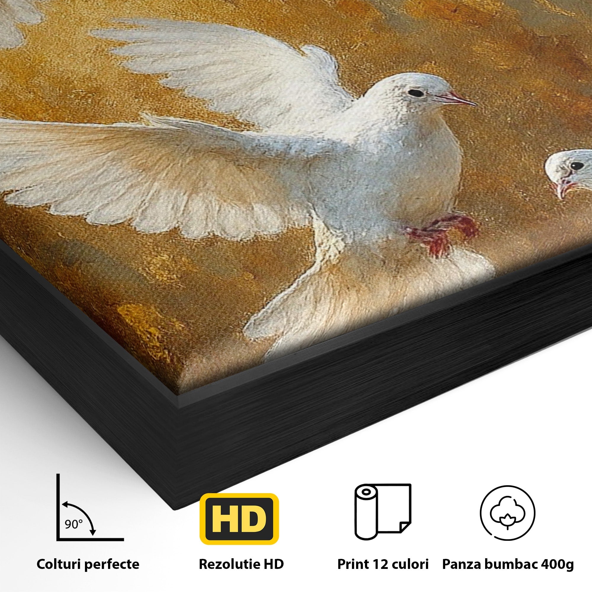 Tablou Canvas Premium LuxCanva® PI1287, Porumbei In Zbor, Cer, Aripi, Pasari, Pace, Living, Dormitor, Culori Vibrante