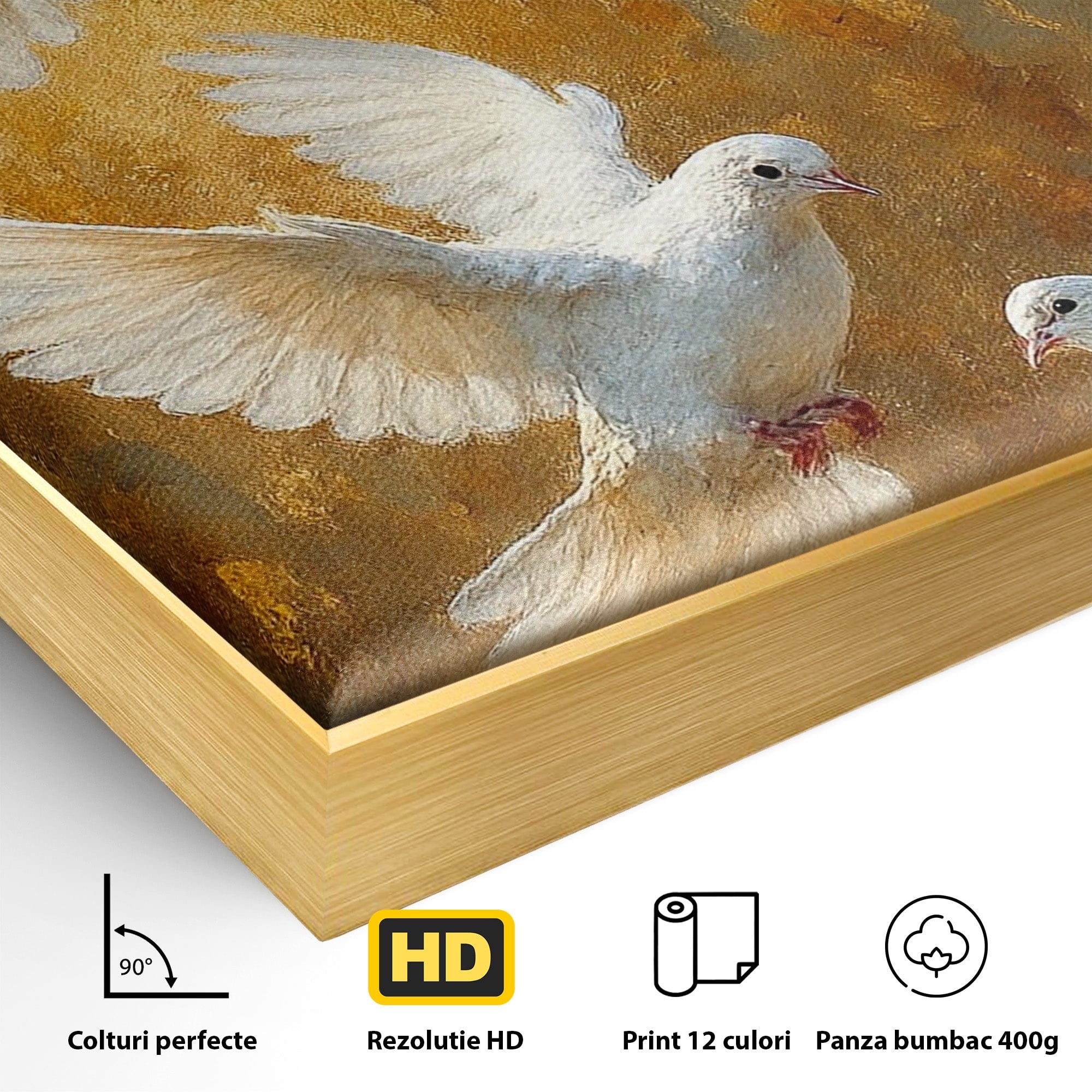 Tablou Canvas Premium LuxCanva® PI1287, Porumbei In Zbor, Cer, Aripi, Pasari, Pace, Living, Dormitor, Culori Vibrante