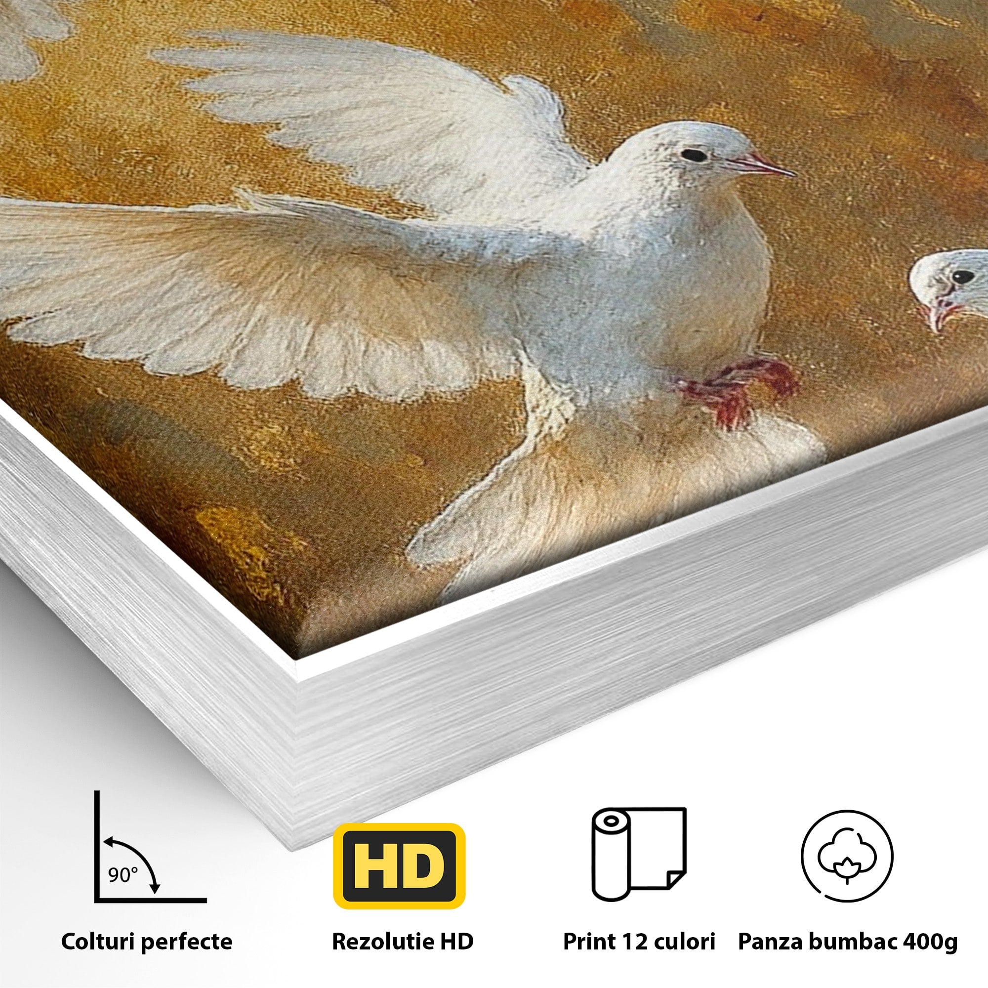 Tablou Canvas Premium LuxCanva® PI1287, Porumbei In Zbor, Cer, Aripi, Pasari, Pace, Living, Dormitor, Culori Vibrante