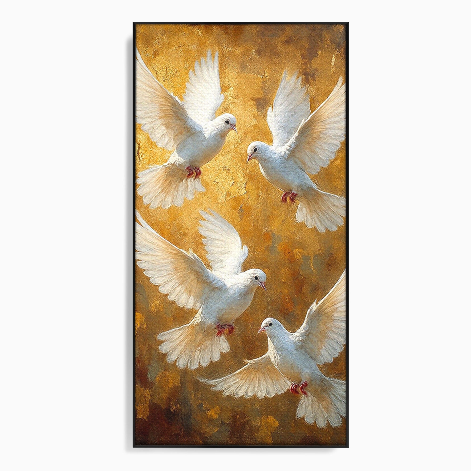 Tablou Canvas Premium LuxCanva® PI1287, Porumbei In Zbor, Cer, Aripi, Pasari, Pace, Living, Dormitor, Culori Vibrante