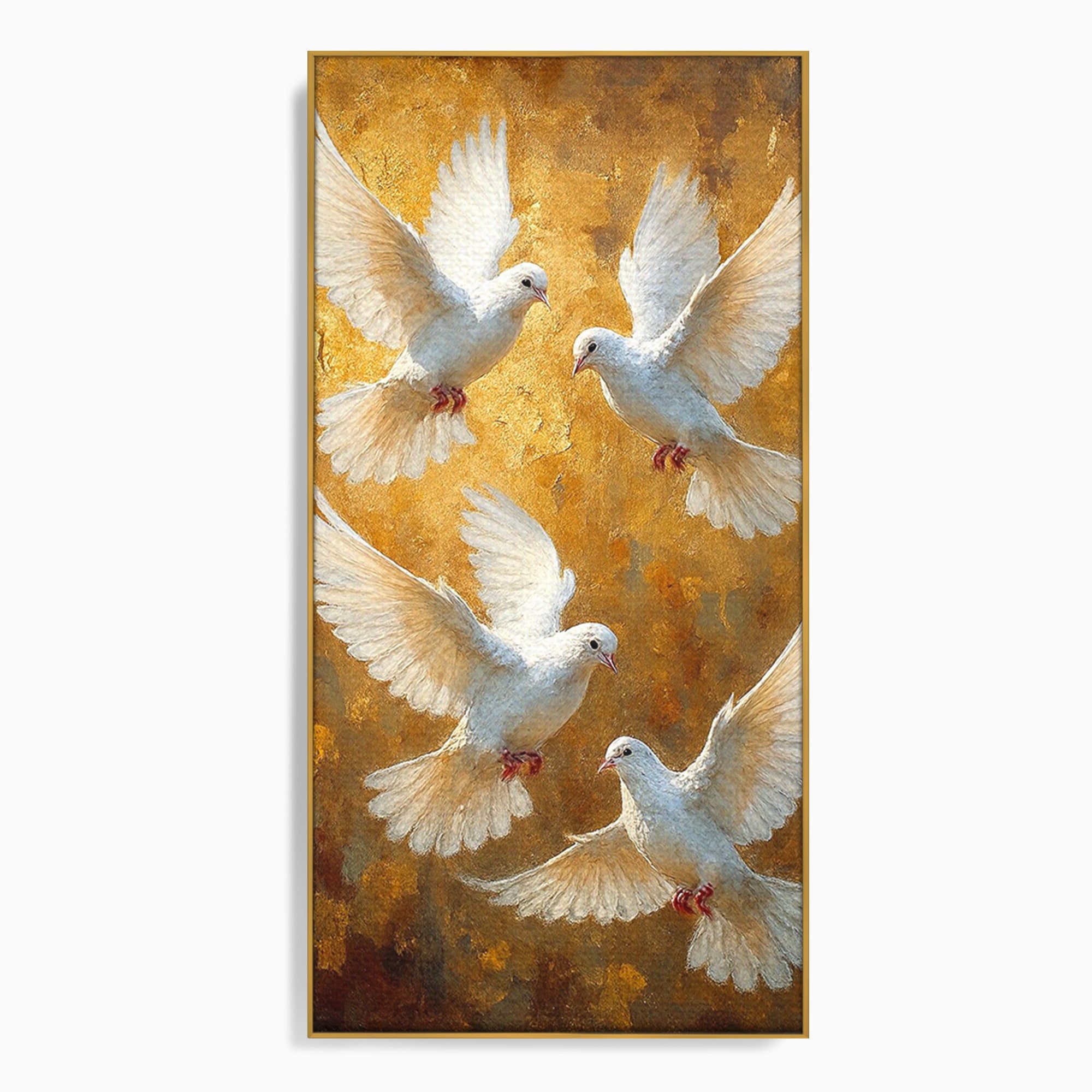 Tablou Canvas Premium LuxCanva® PI1287, Porumbei In Zbor, Cer, Aripi, Pasari, Pace, Living, Dormitor, Culori Vibrante