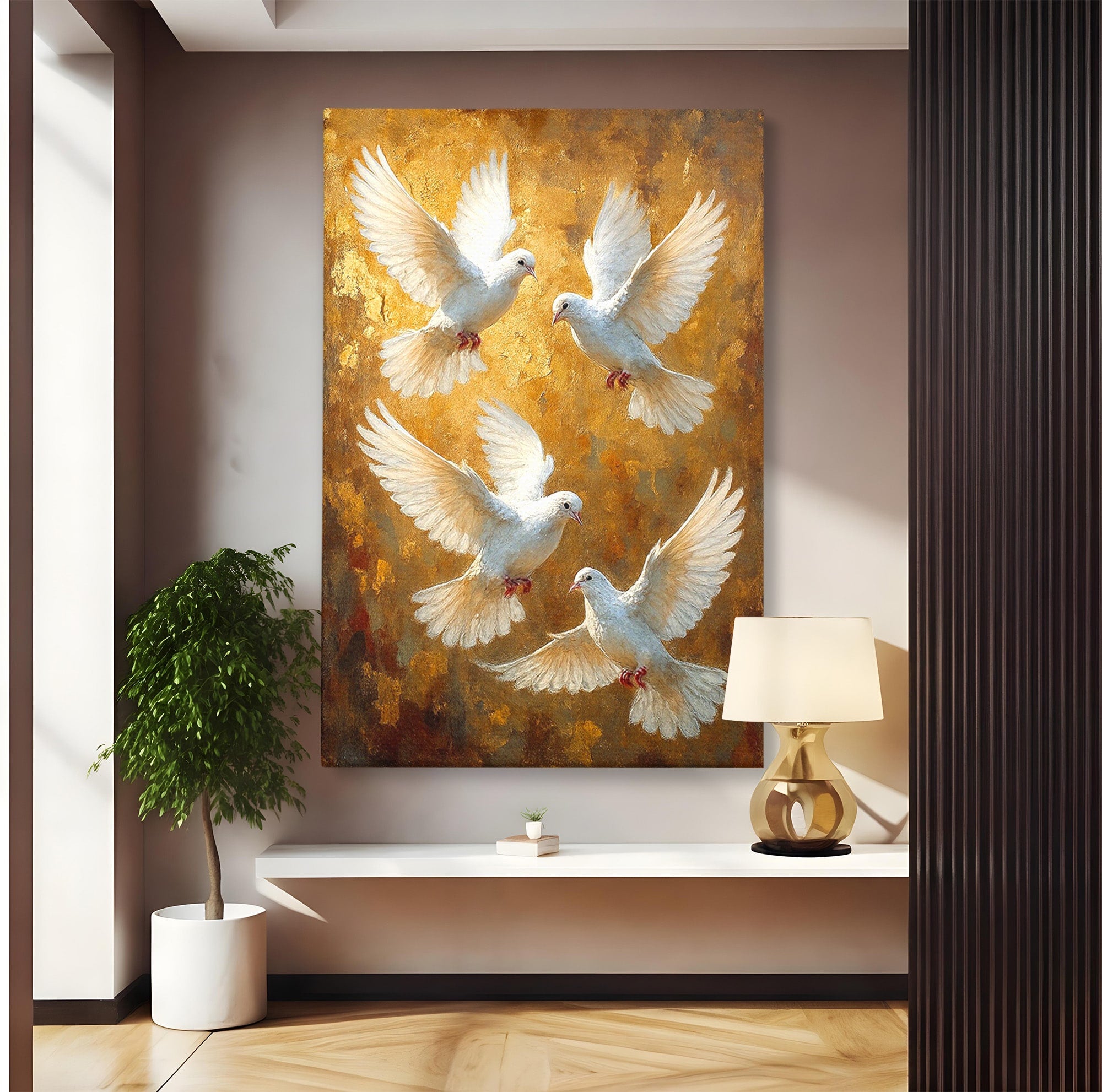 Tablou Canvas Premium LuxCanva® PI1287, Porumbei In Zbor, Cer, Aripi, Pasari, Pace, Living, Dormitor, Culori Vibrante