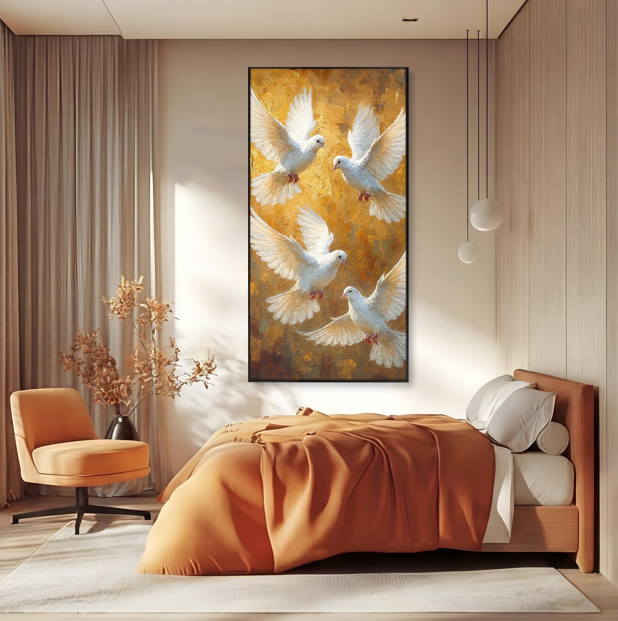 Tablou Canvas Premium LuxCanva® PI1287, Porumbei In Zbor, Cer, Aripi, Pasari, Pace, Living, Dormitor, Culori Vibrante