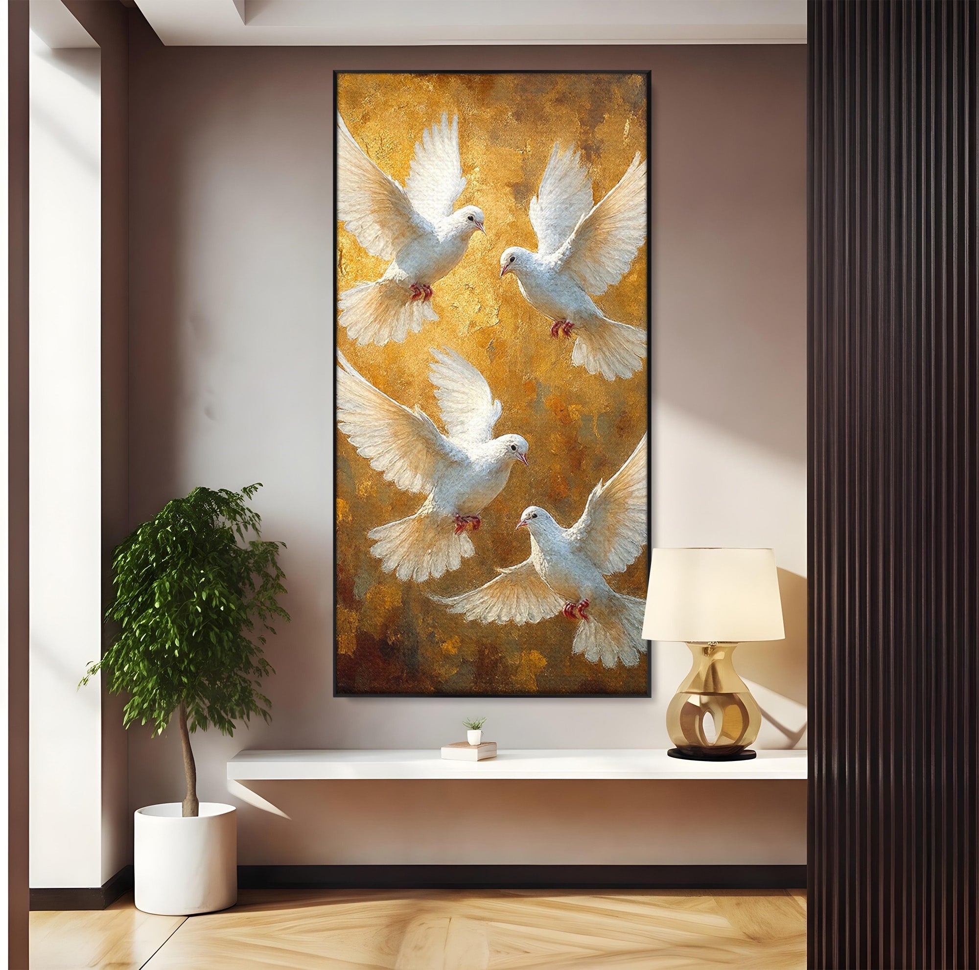 Tablou Canvas Premium LuxCanva® PI1287, Porumbei In Zbor, Cer, Aripi, Pasari, Pace, Living, Dormitor, Culori Vibrante